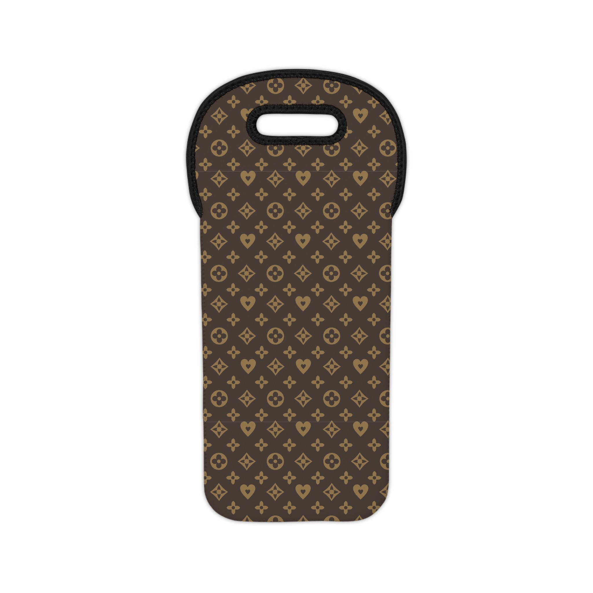 Designer Monogram Wine Tote Bag — Luxe Pattern Insulated Bottle Carrier