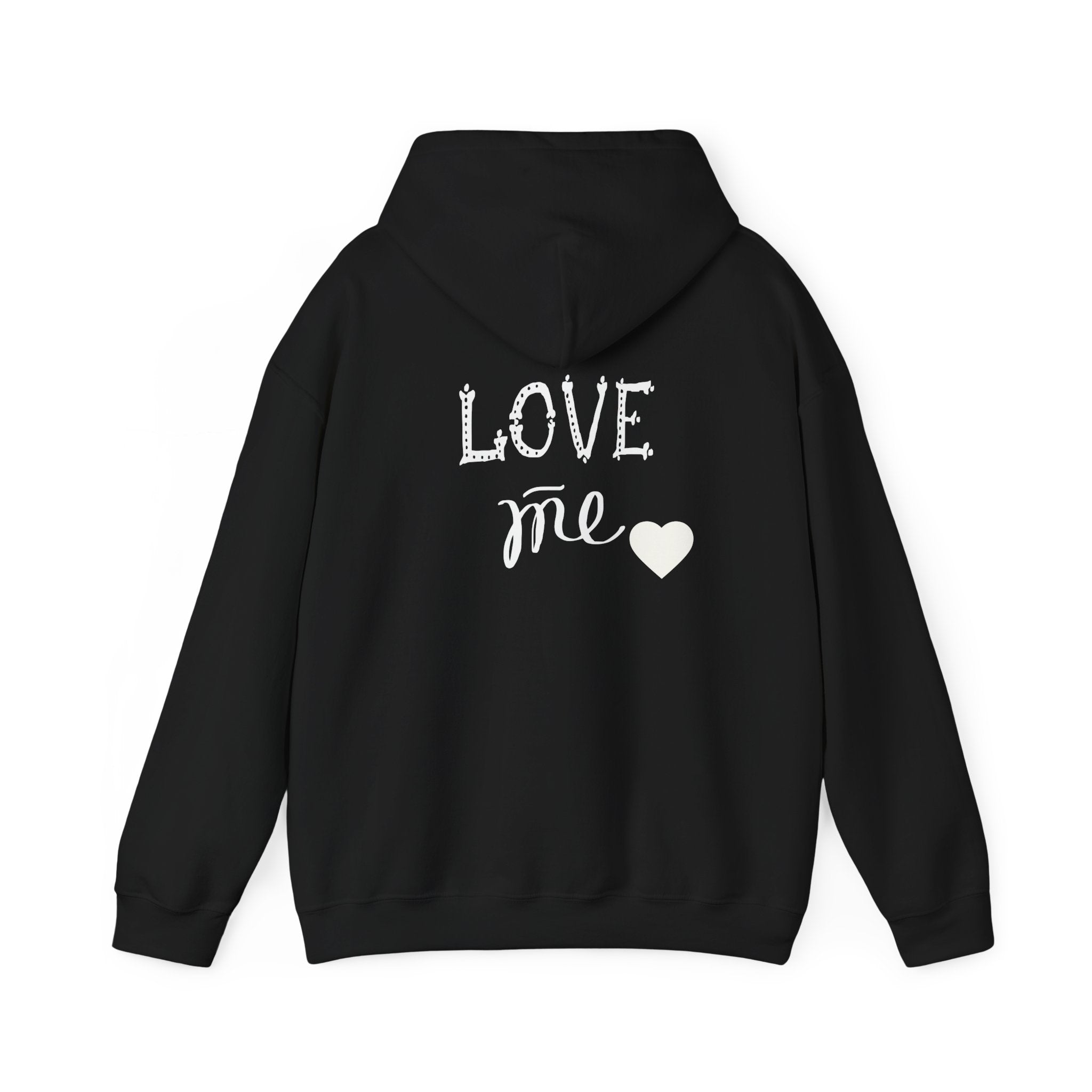 Love Me Heart Hoodie – Black Graphic Heart Pullover
