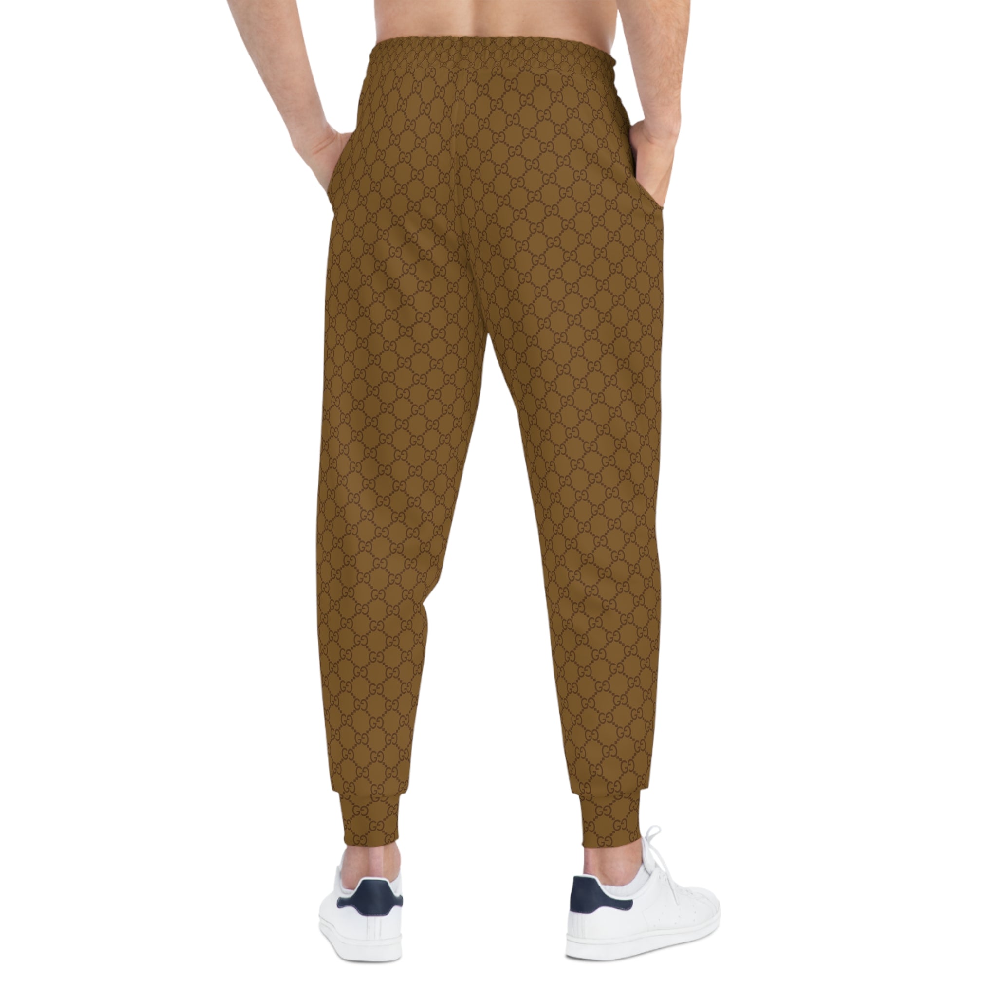 Brown Geo-Pattern Joggers — Athletic All-Over-Print Sweatpants