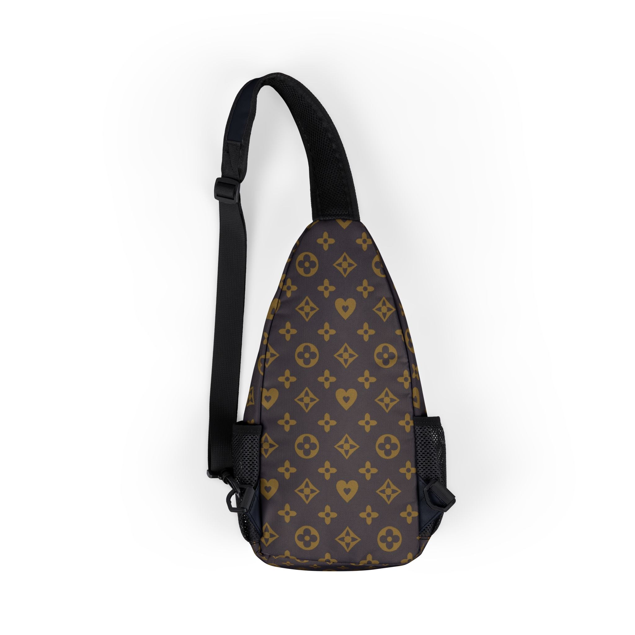 Luxury Monogram Chest Bag — Brown Patterned Sling Purse