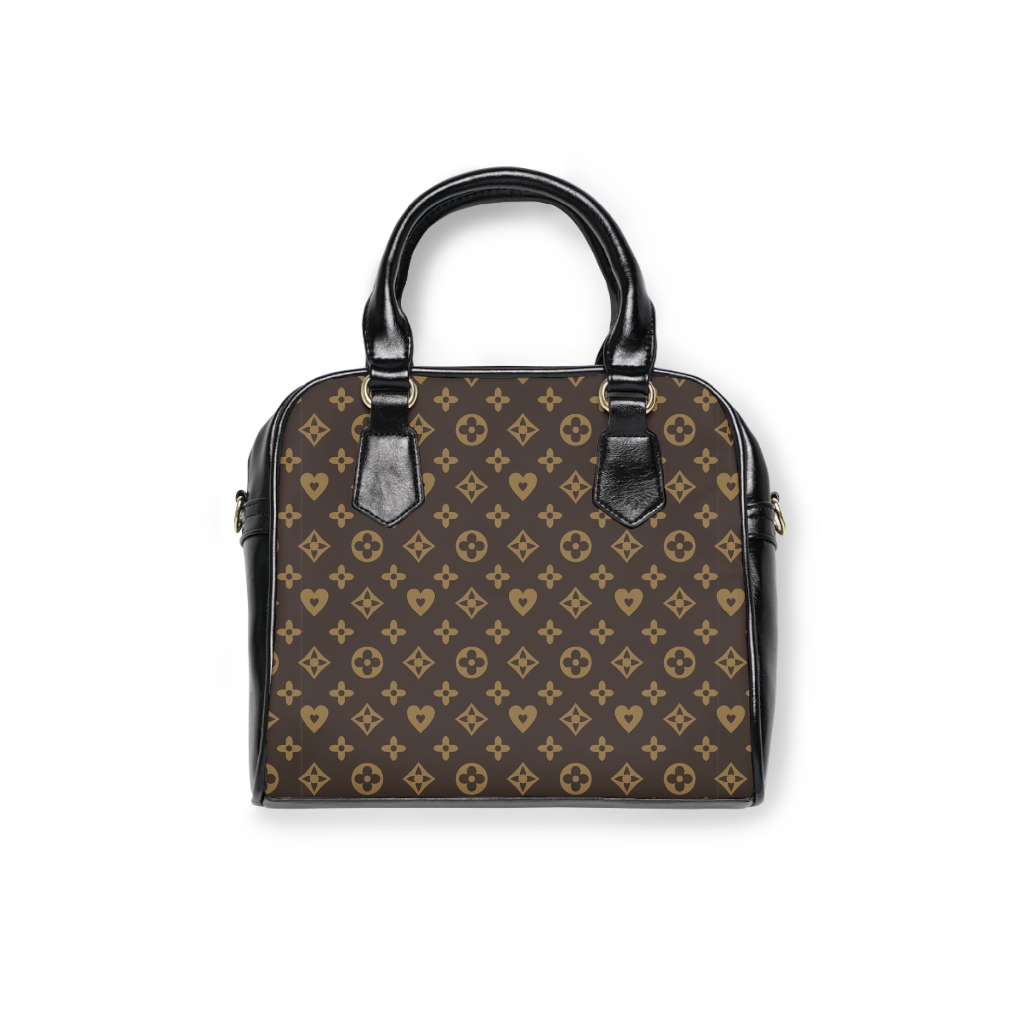 Monogram Pattern Shoulder Handbag – Classic Brown Designer-Inspired Purse