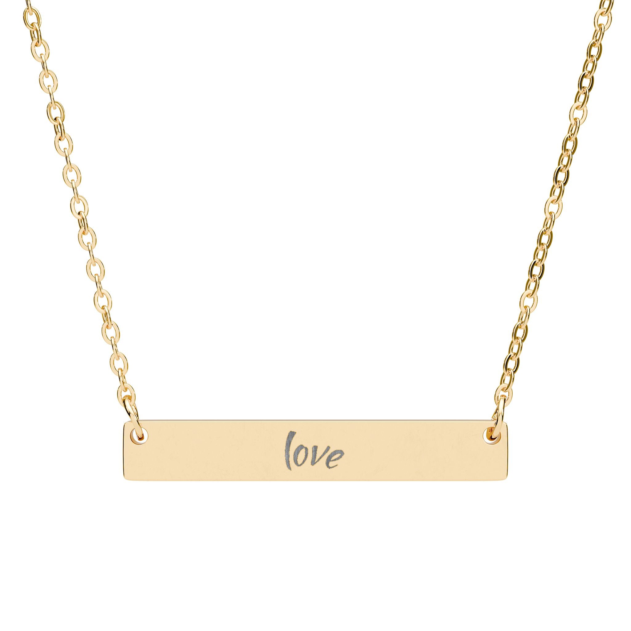 Engraved 'love' Horizontal Bar Necklace – Personalized Minimalist Pendant
