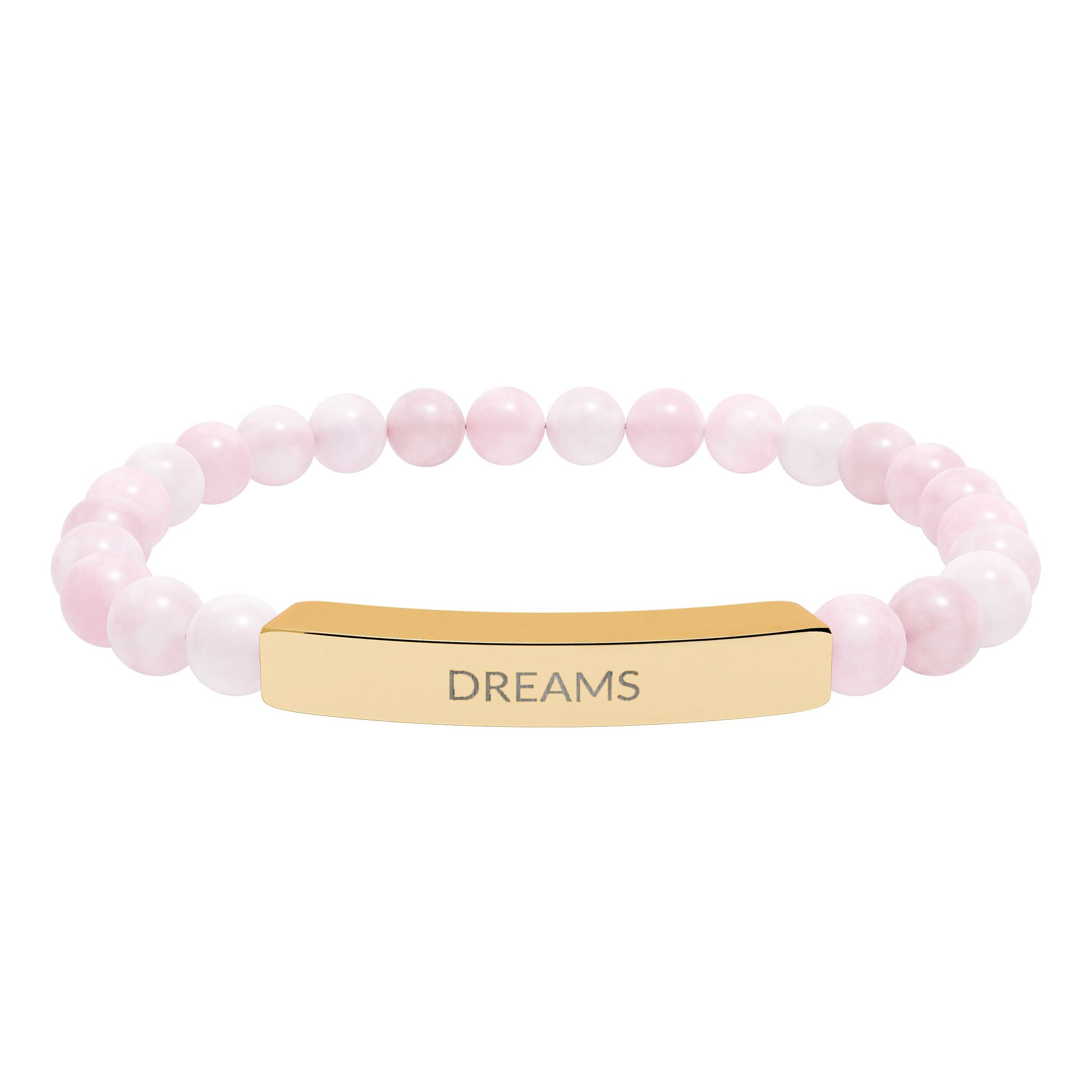Engraved 'DREAMS' Natural Stone Bead Bar Bracelet