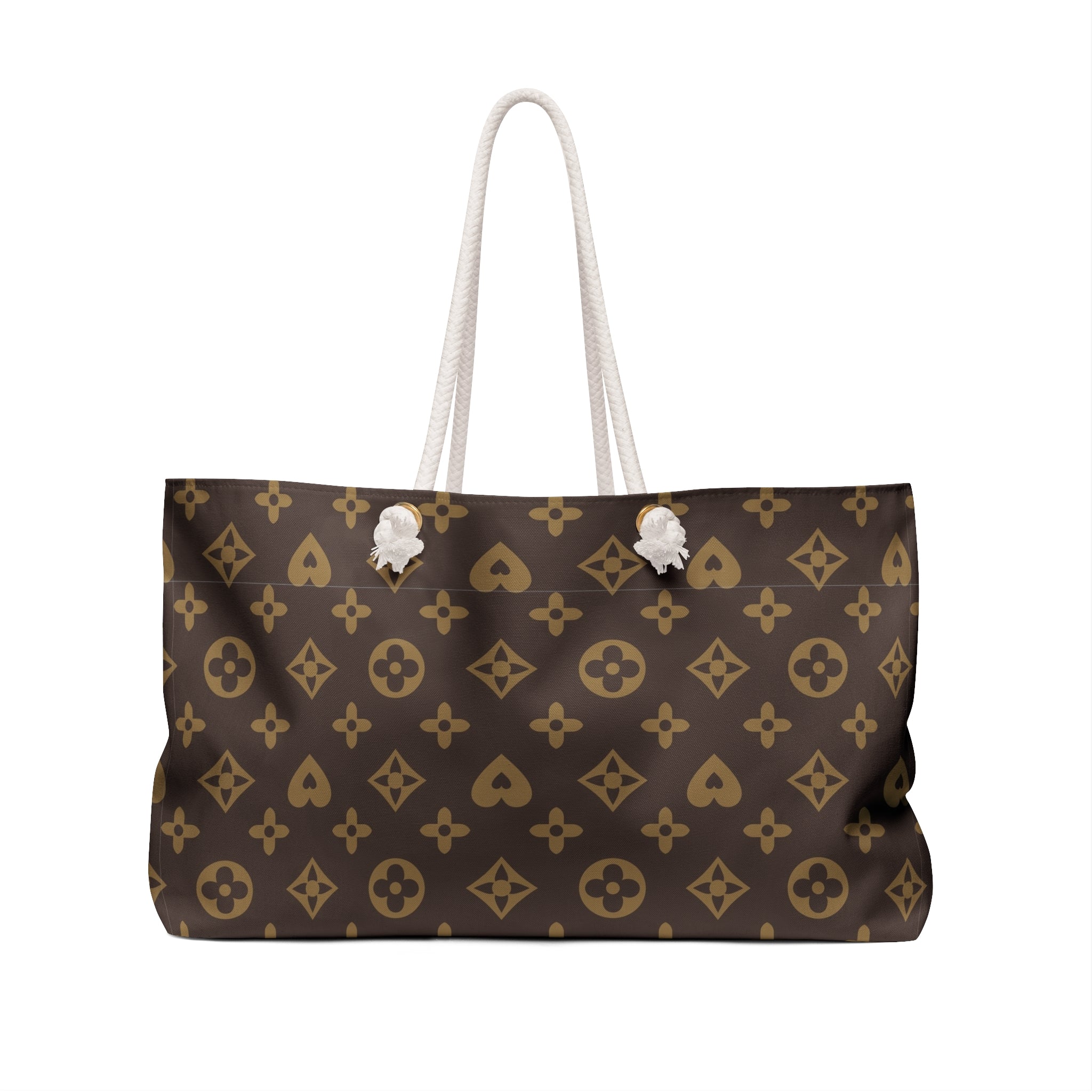 Luxury Monogram Weekender Bag — Brown Designer-Inspired Travel Tote