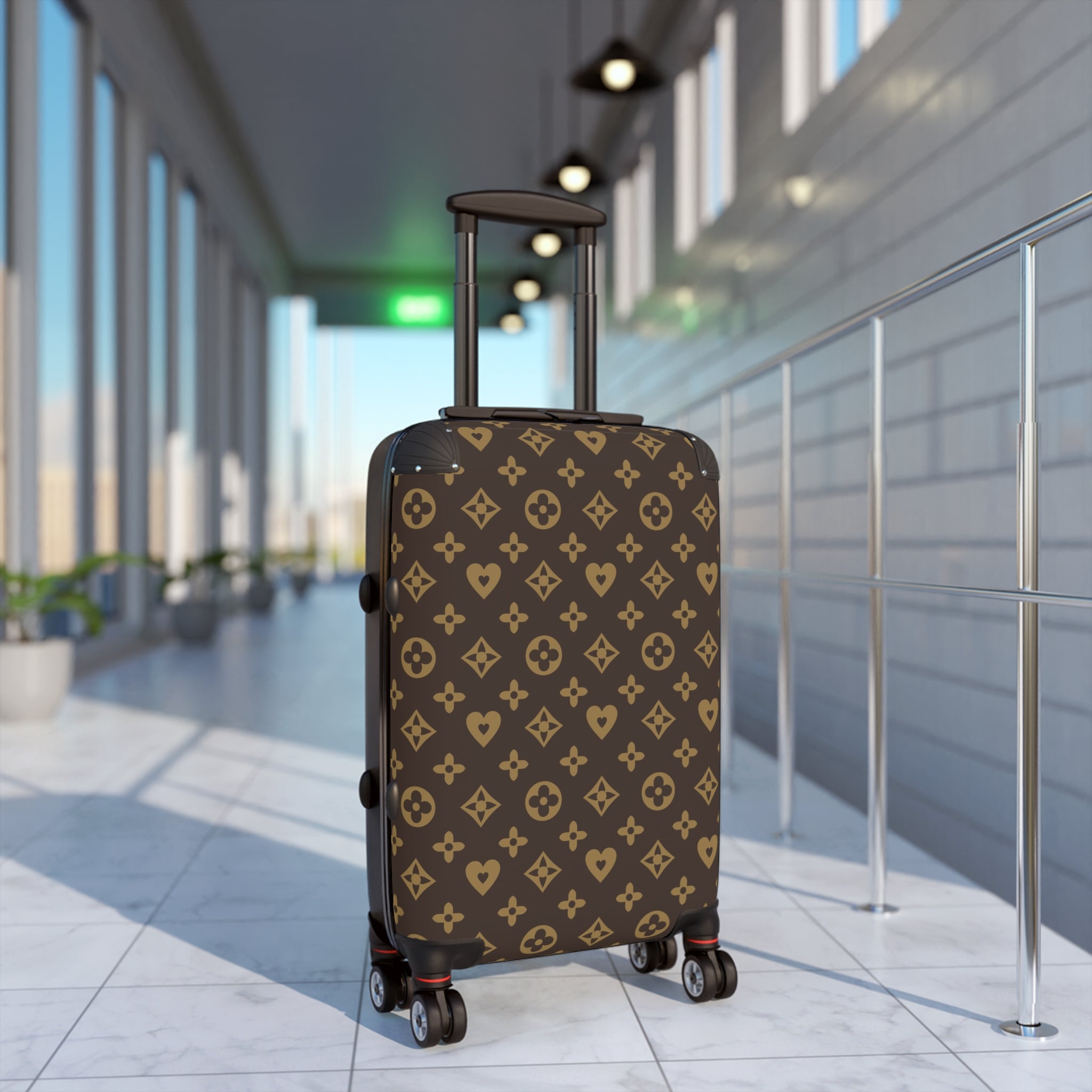 Monogram Pattern Carry-On Suitcase — Luxury Inspired Travel Luggage