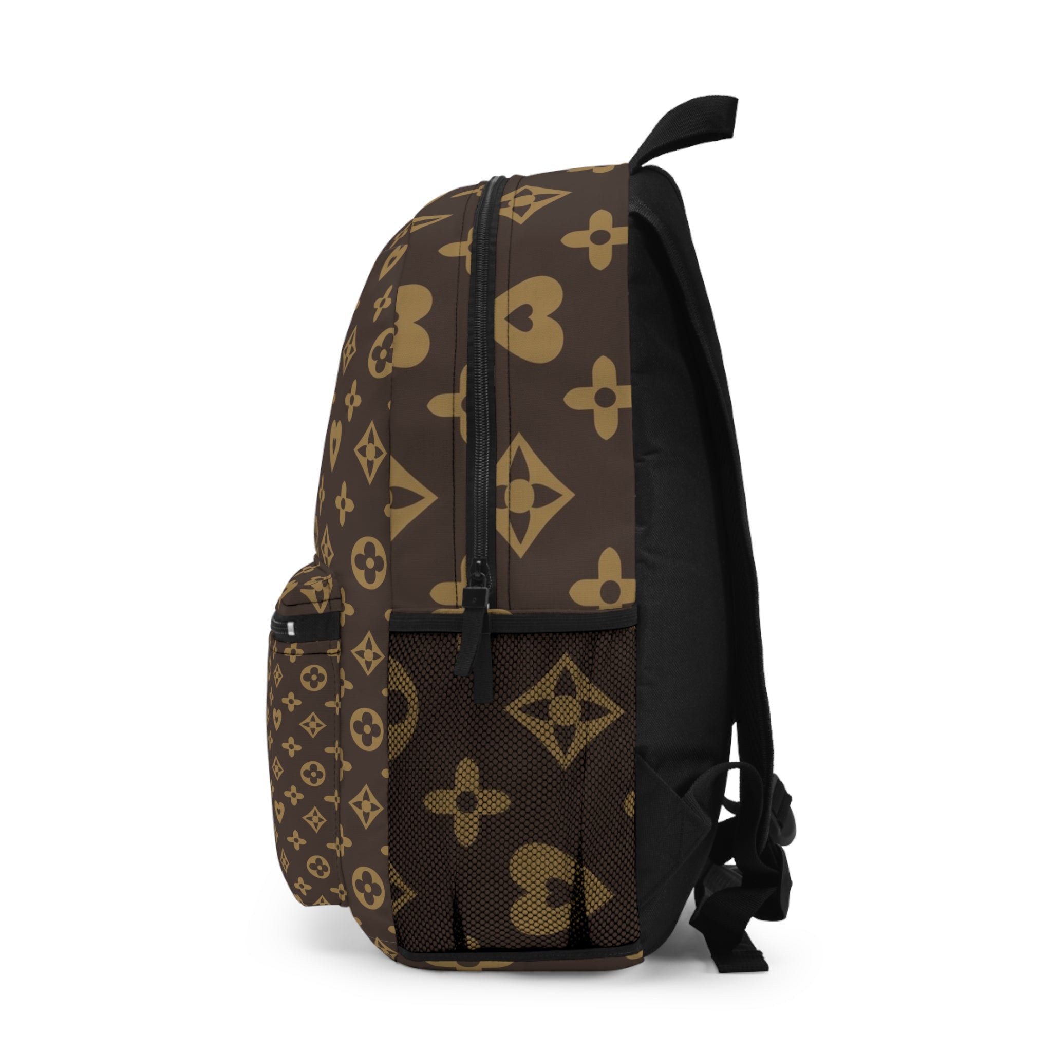 Designer-Inspired Brown Monogram Backpack — Luxe Pattern Daypack