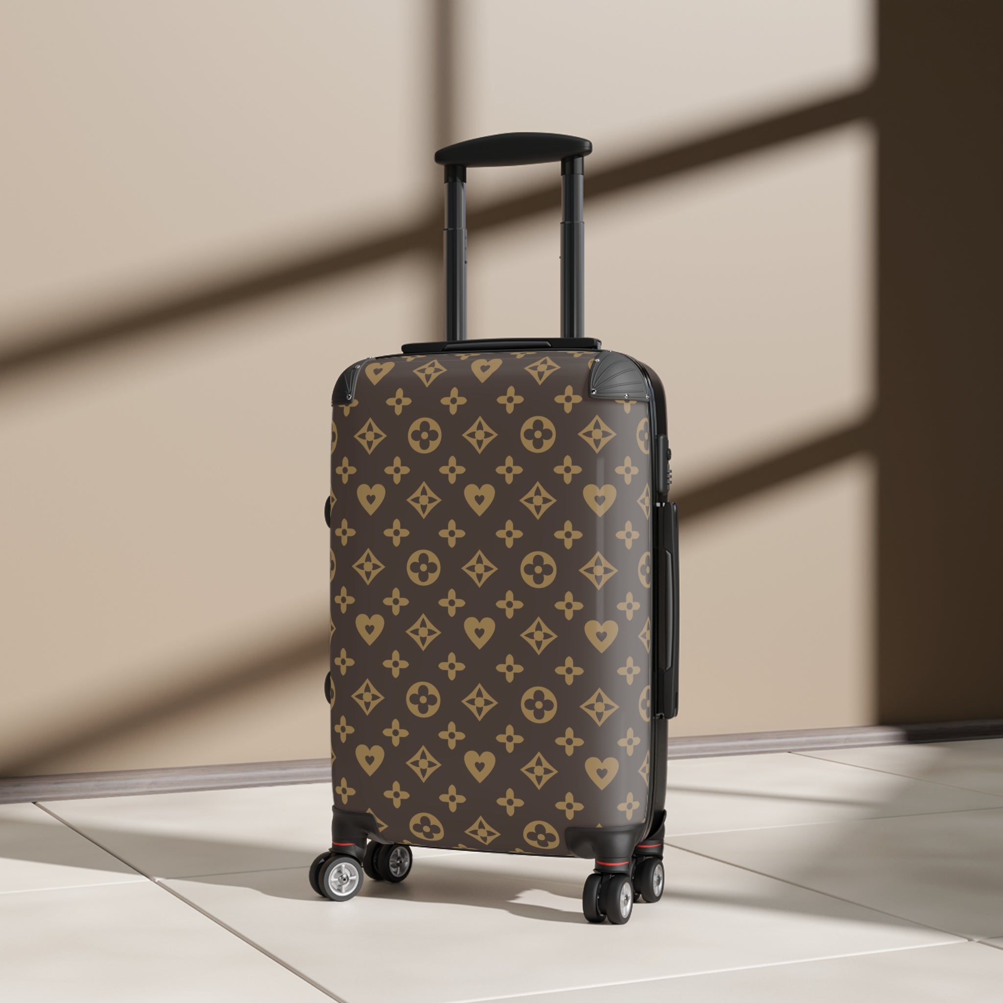 Monogram Pattern Carry-On Suitcase — Luxury Inspired Travel Luggage