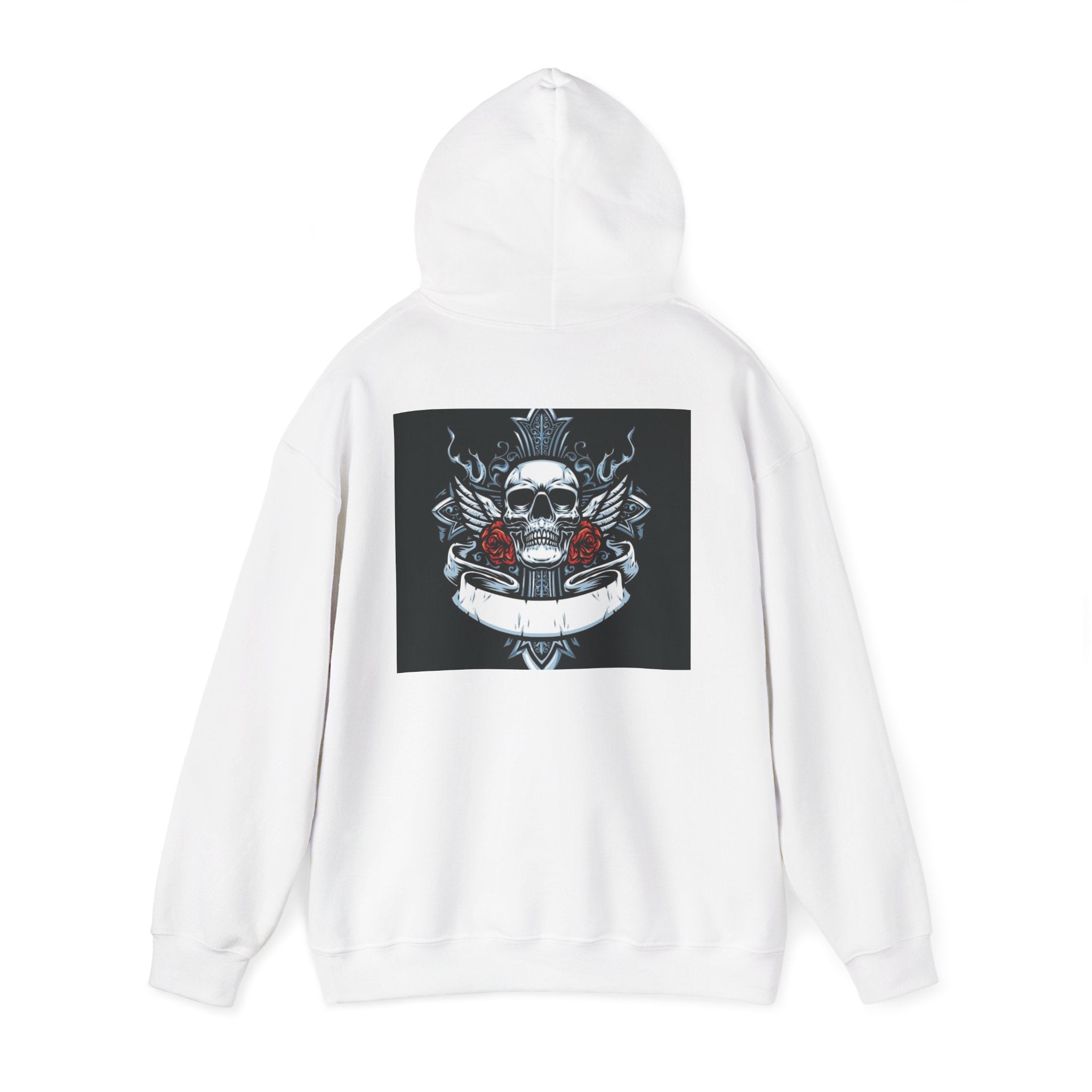 Skull & Roses Hoodie — Gothic Skull Graphic Hooded Sweatshirt