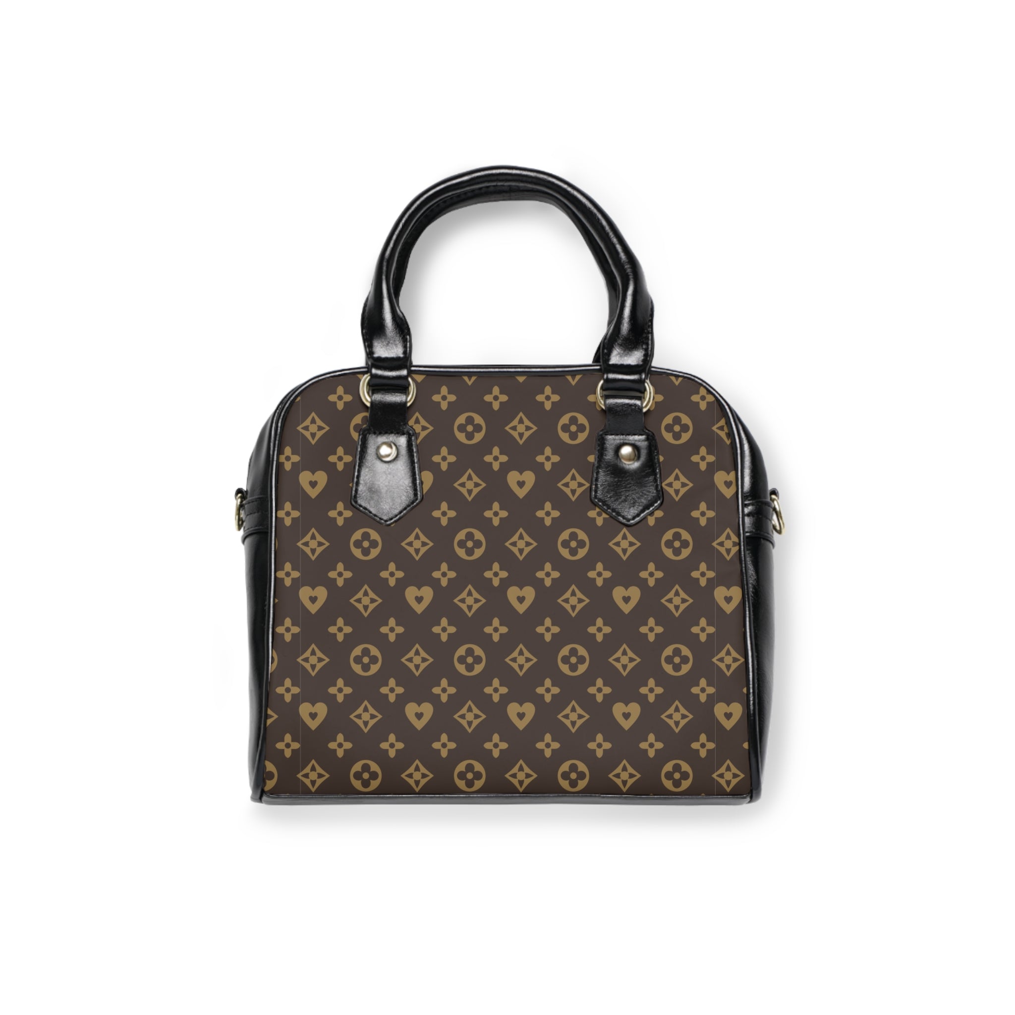 Monogram Pattern Shoulder Handbag – Classic Brown Designer-Inspired Purse