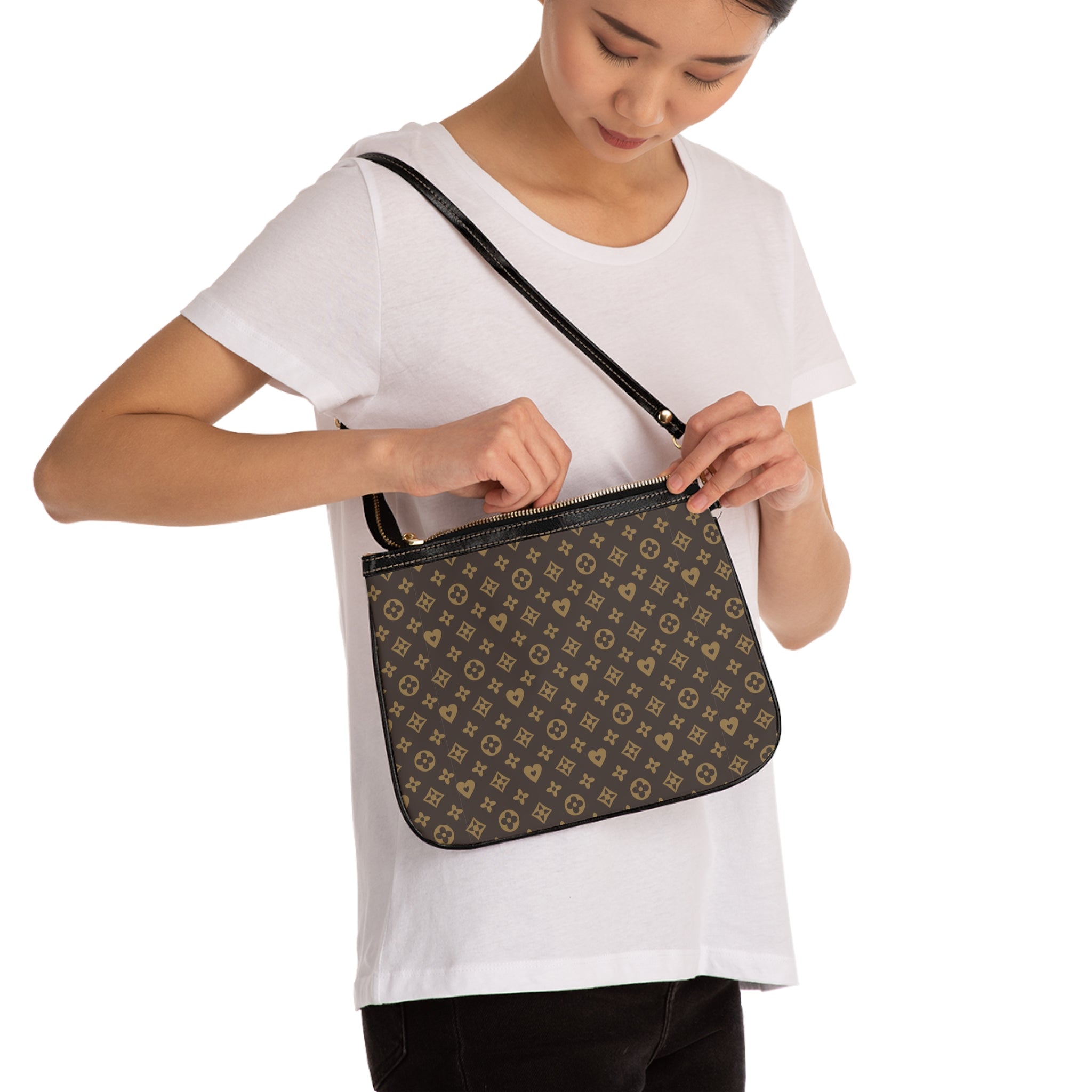 Small Shoulder Bag — Brown Monogram Crossbody Purse