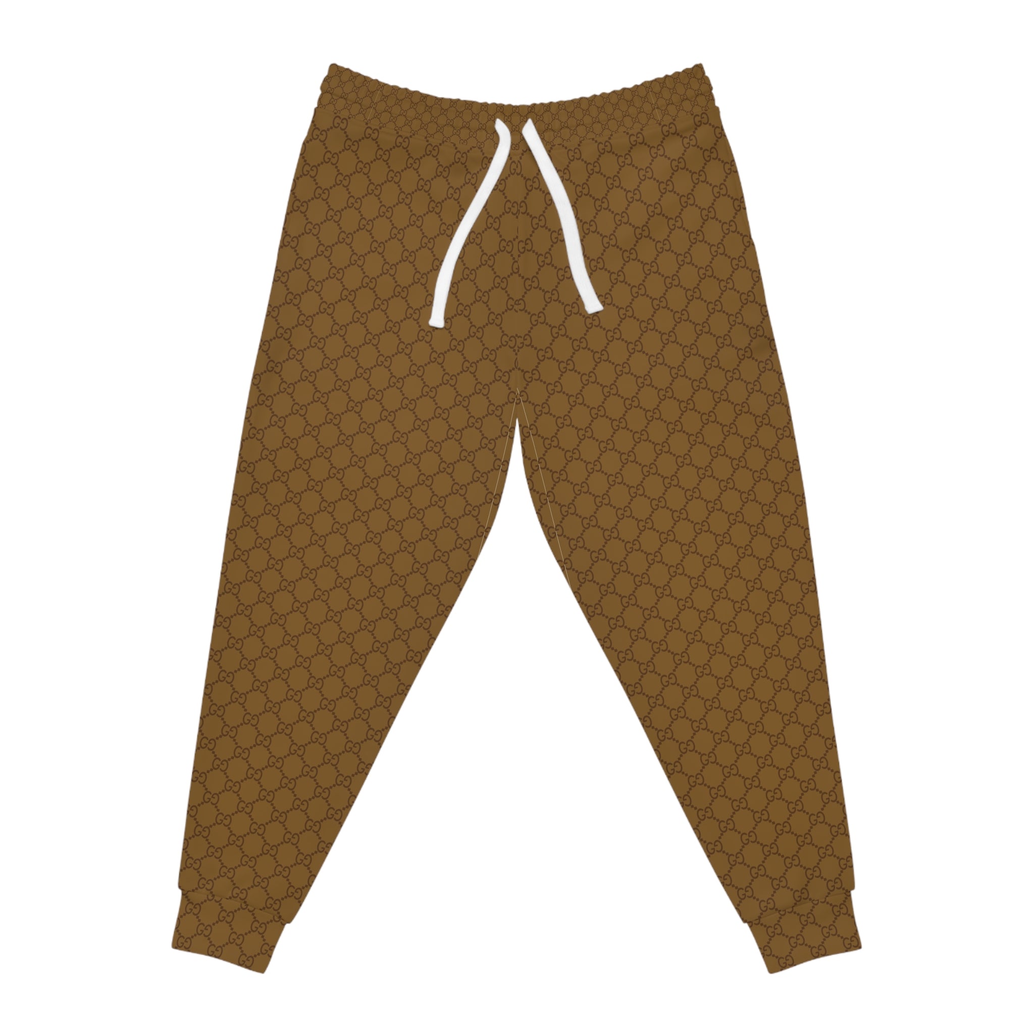 Brown Geo-Pattern Joggers — Athletic All-Over-Print Sweatpants