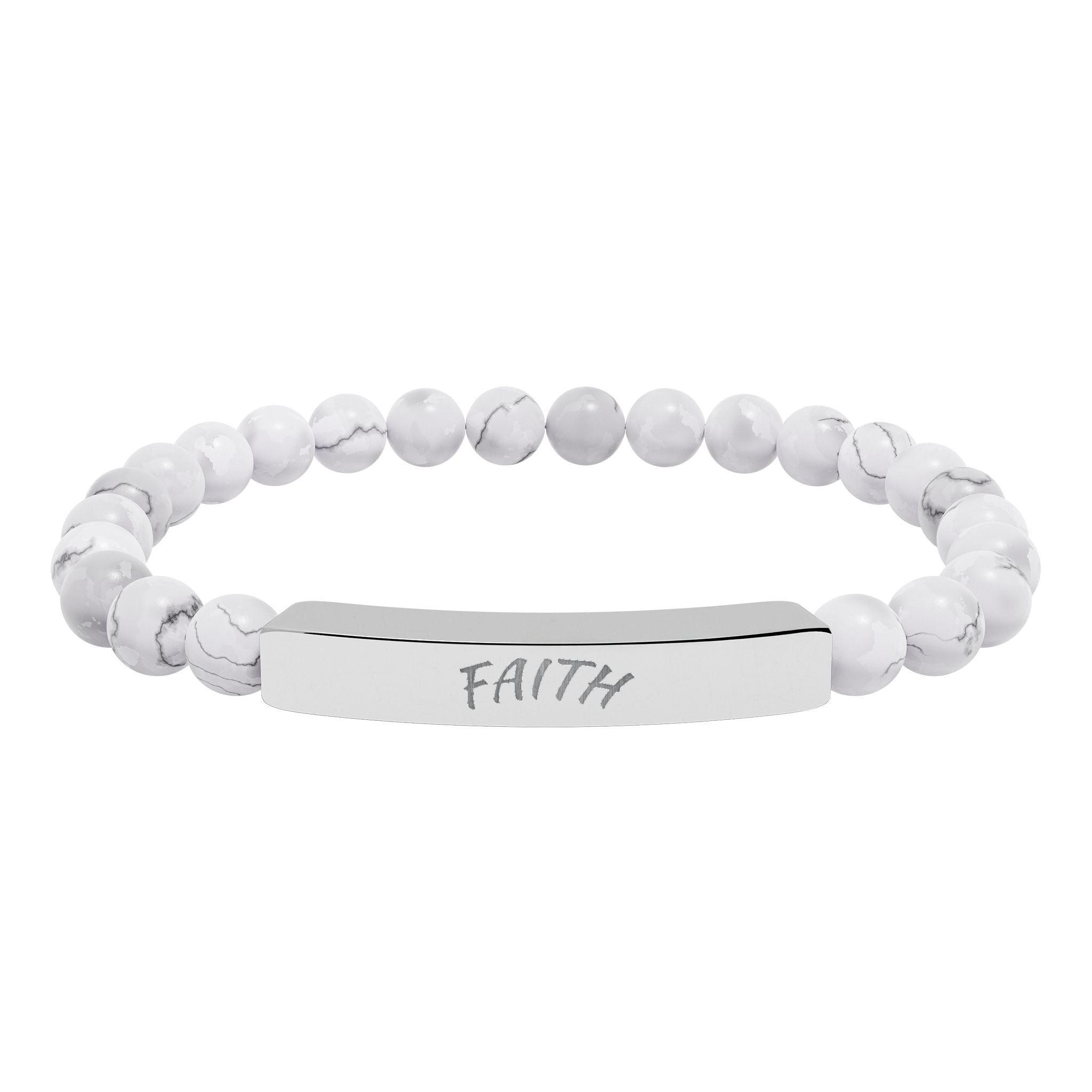 Engraved 'FAITH' Natural Stone Stretch Bar Bracelet