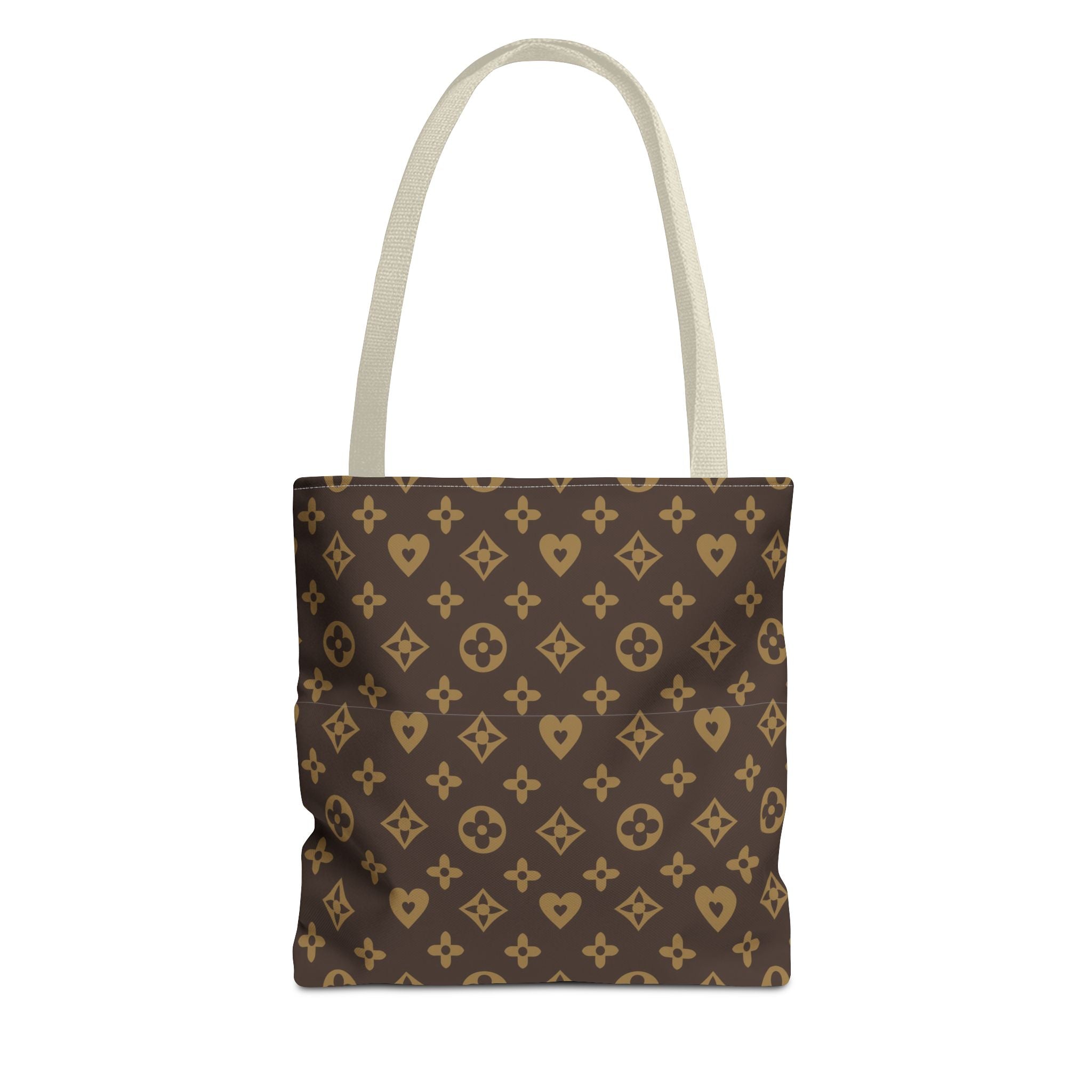 Brown Monogram Pattern Tote Bag – Designer-Inspired All-Over Print Tote