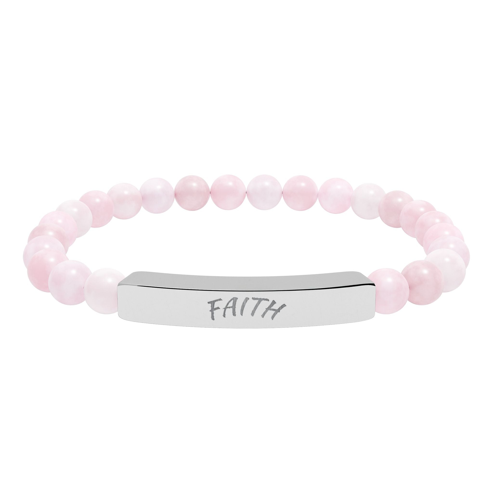 Engraved 'FAITH' Natural Stone Stretch Bar Bracelet