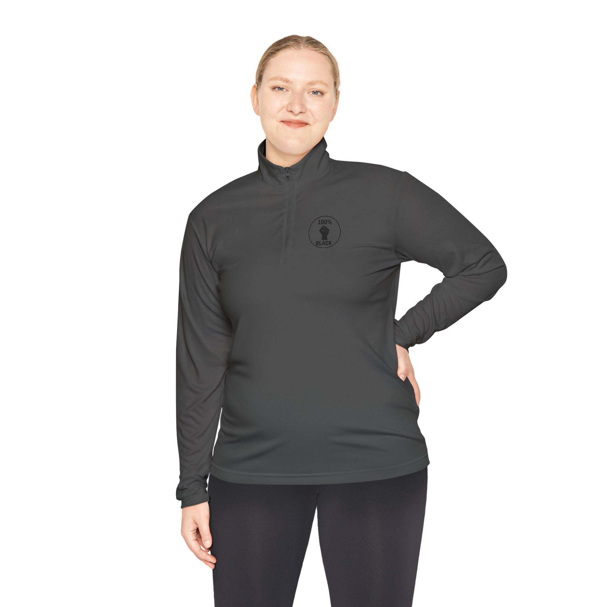 100% Black Fist Quarter-Zip Pullover — Black Pride Pullover