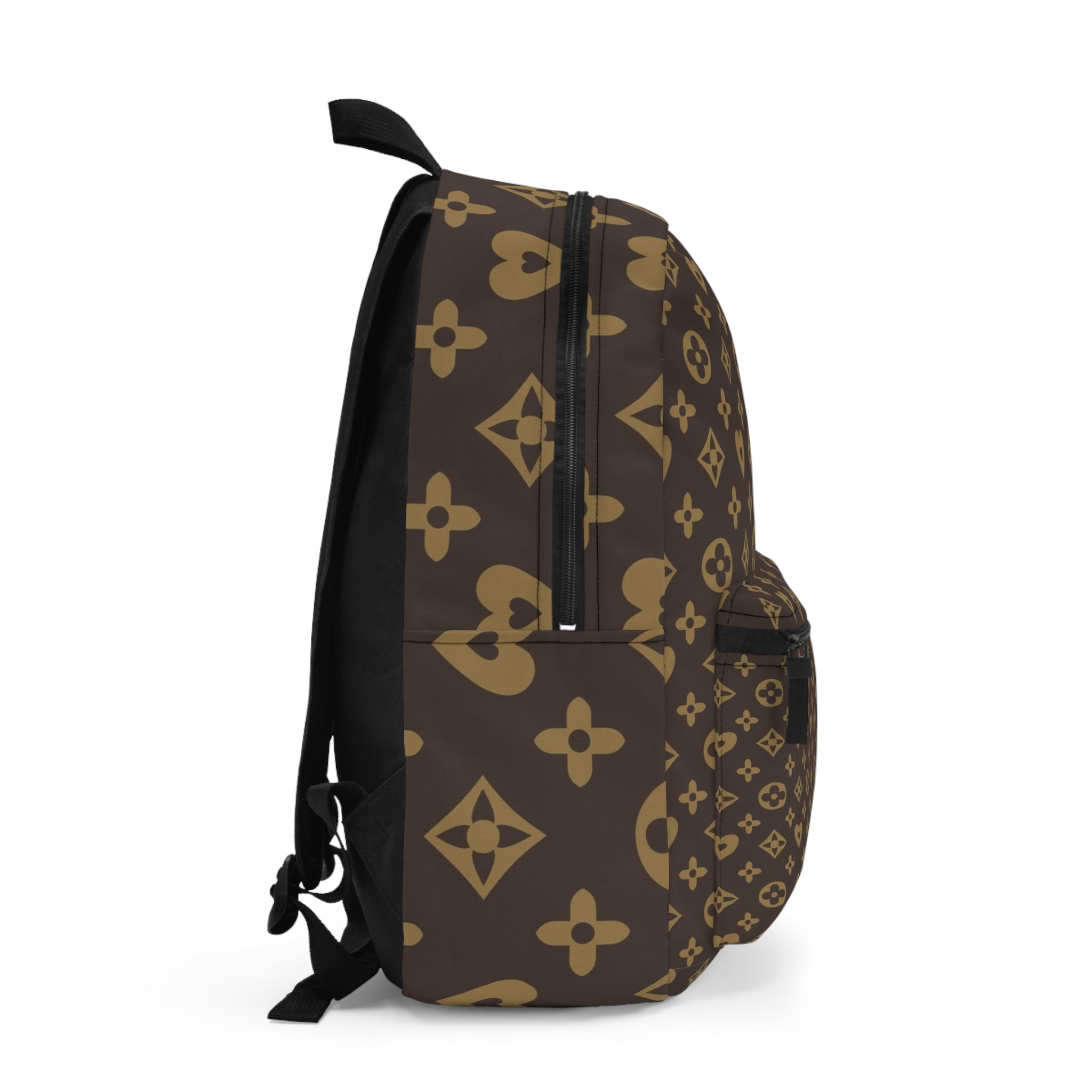 Designer-Inspired Brown Monogram Backpack — Luxe Pattern Daypack