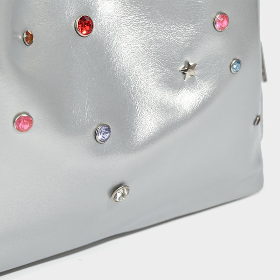 Versatile large capacity backpack purse, chain shoulder fashion diamond backpack with tote handle