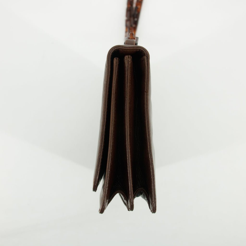 Prada Milano Brown Leather Tortoise Strap Shoulder Bag  #3002