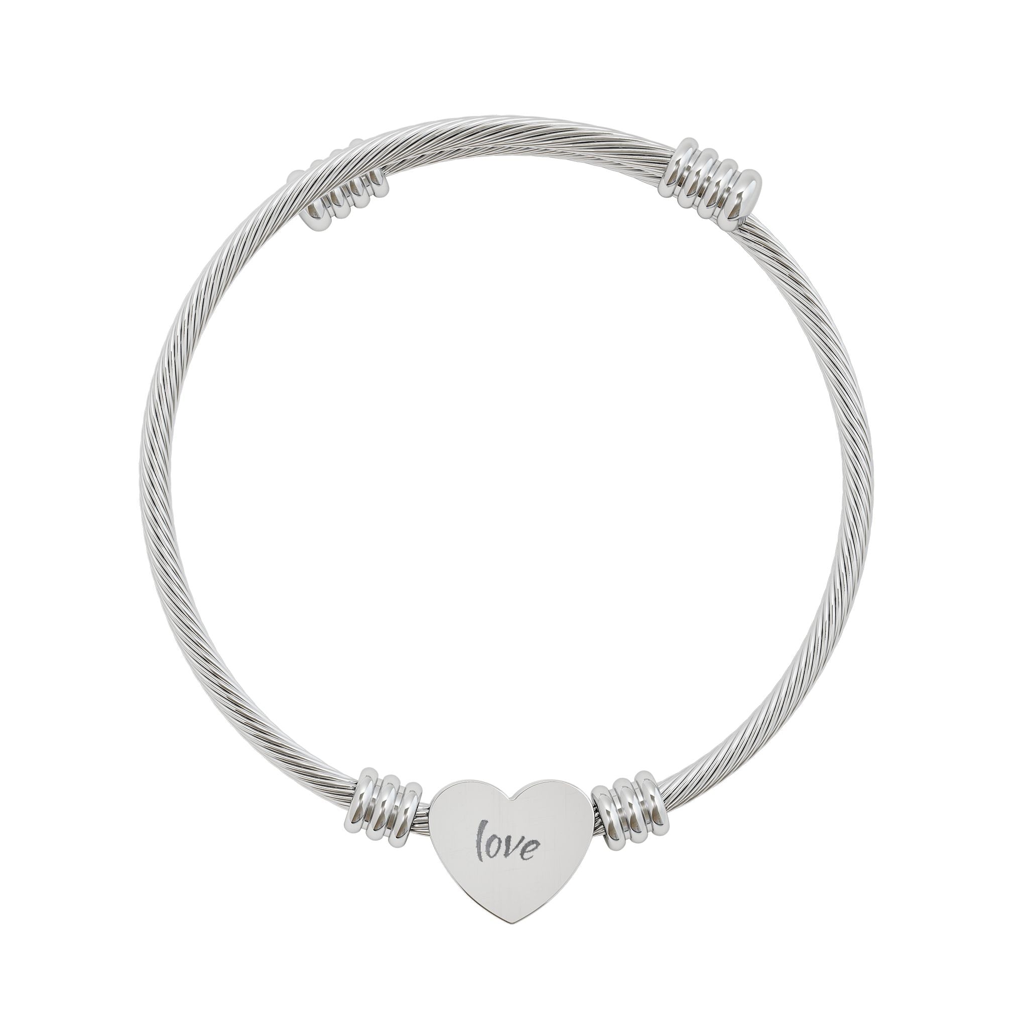 Engraved Heart Cuff Bracelet — Personalized Love Jewelry
