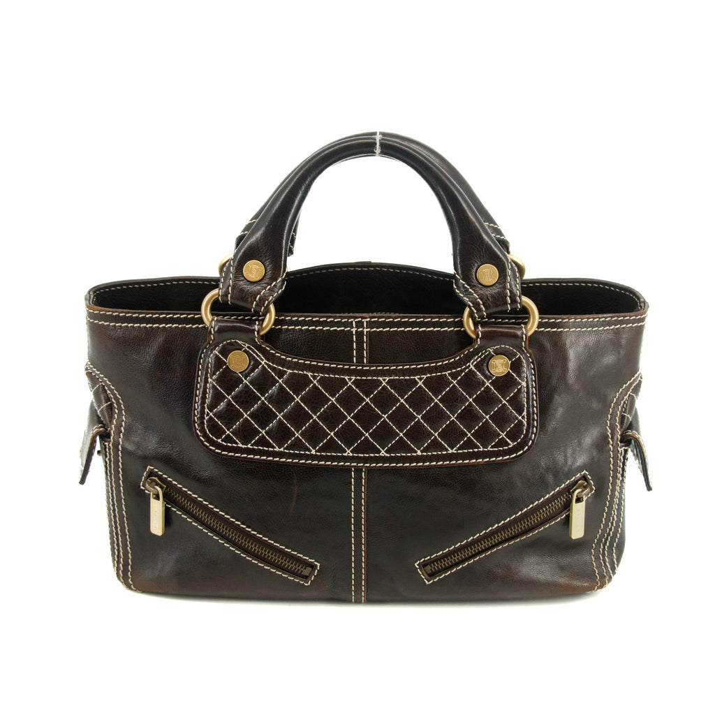 Celine Dark Brown Leather Boogie Tote Bag #3424
