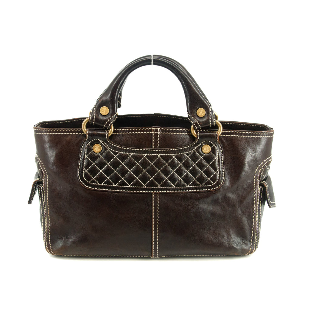 Celine Dark Brown Leather Boogie Tote Bag #3424