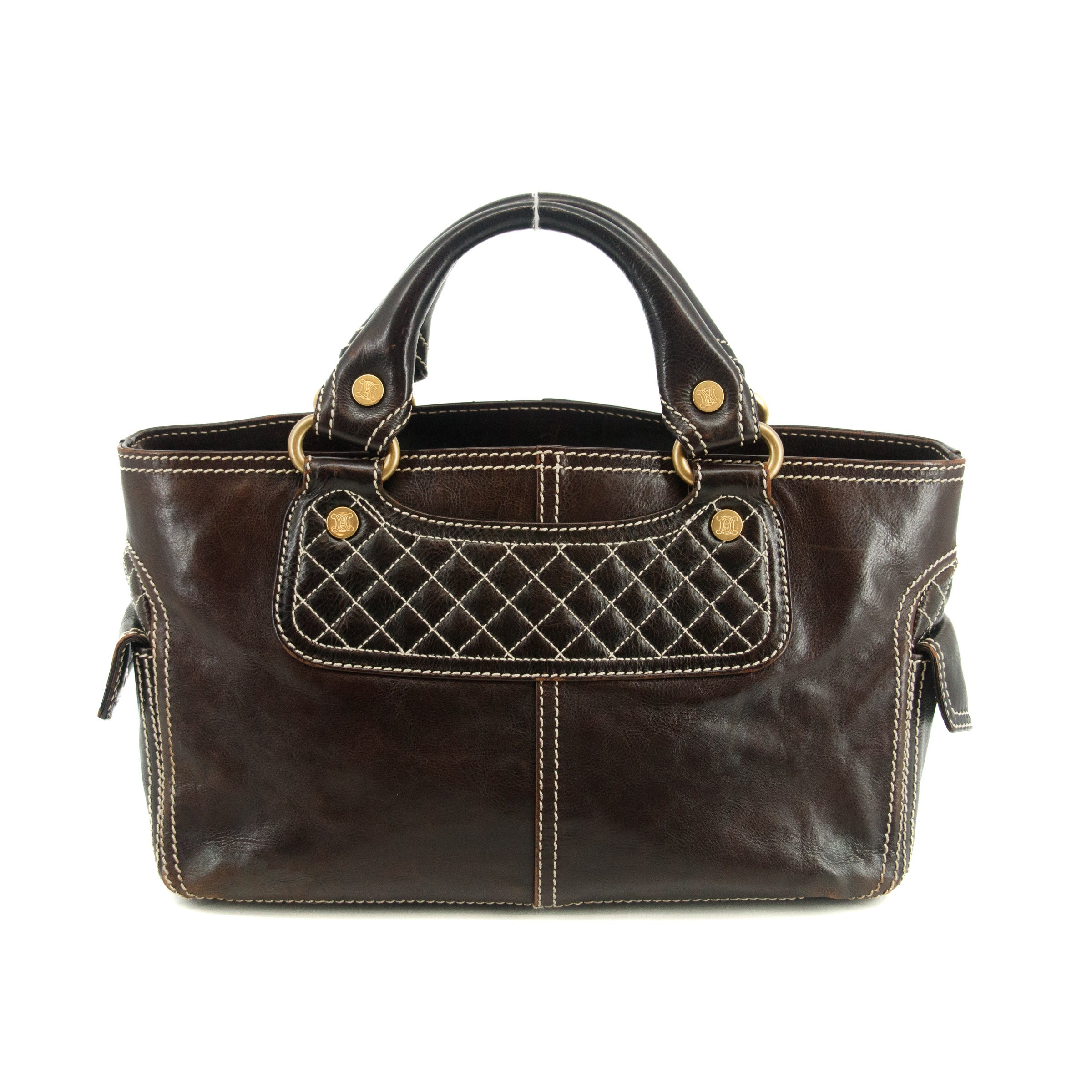 Celine Dark Brown Leather Boogie Tote Bag #3424