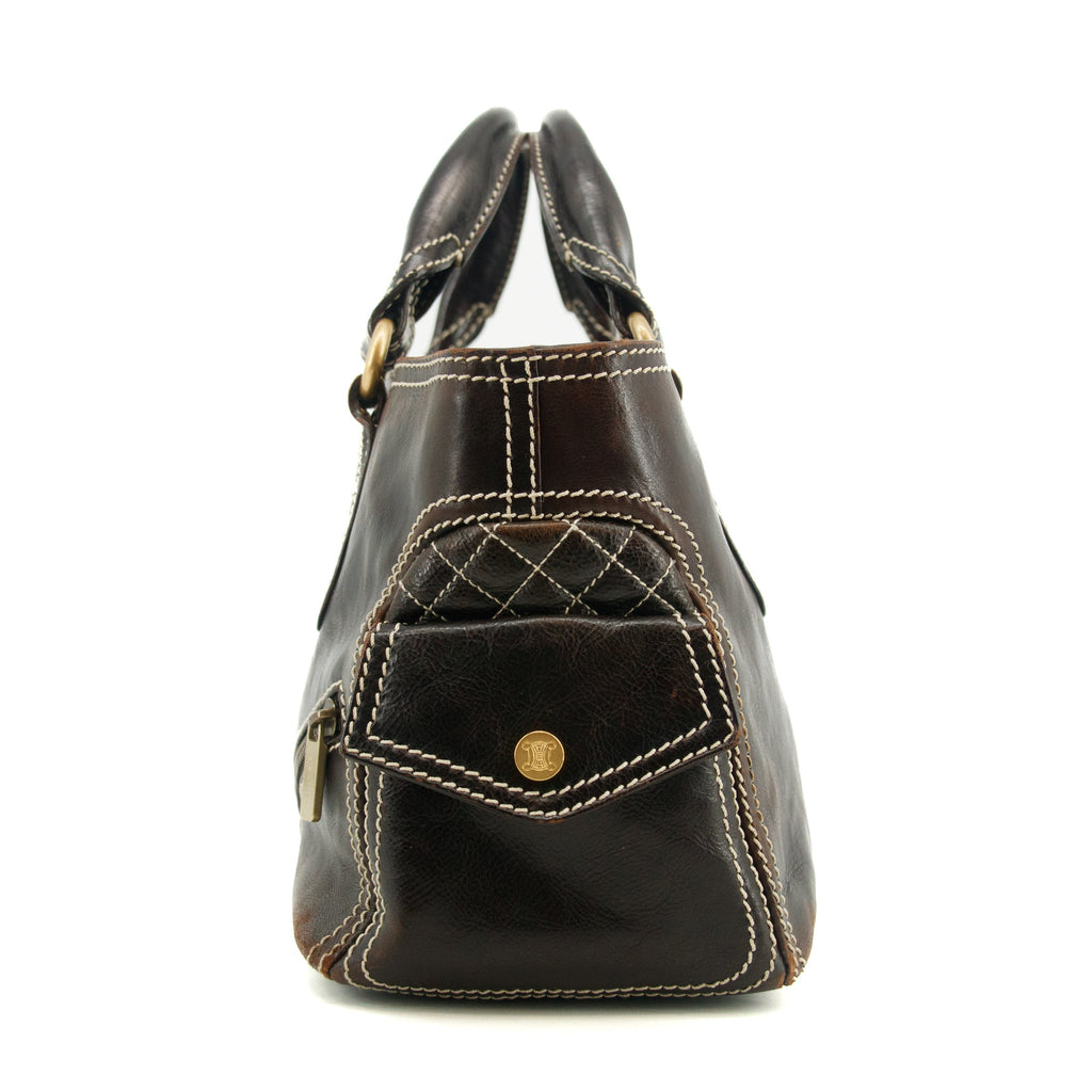 Celine Dark Brown Leather Boogie Tote Bag #3424