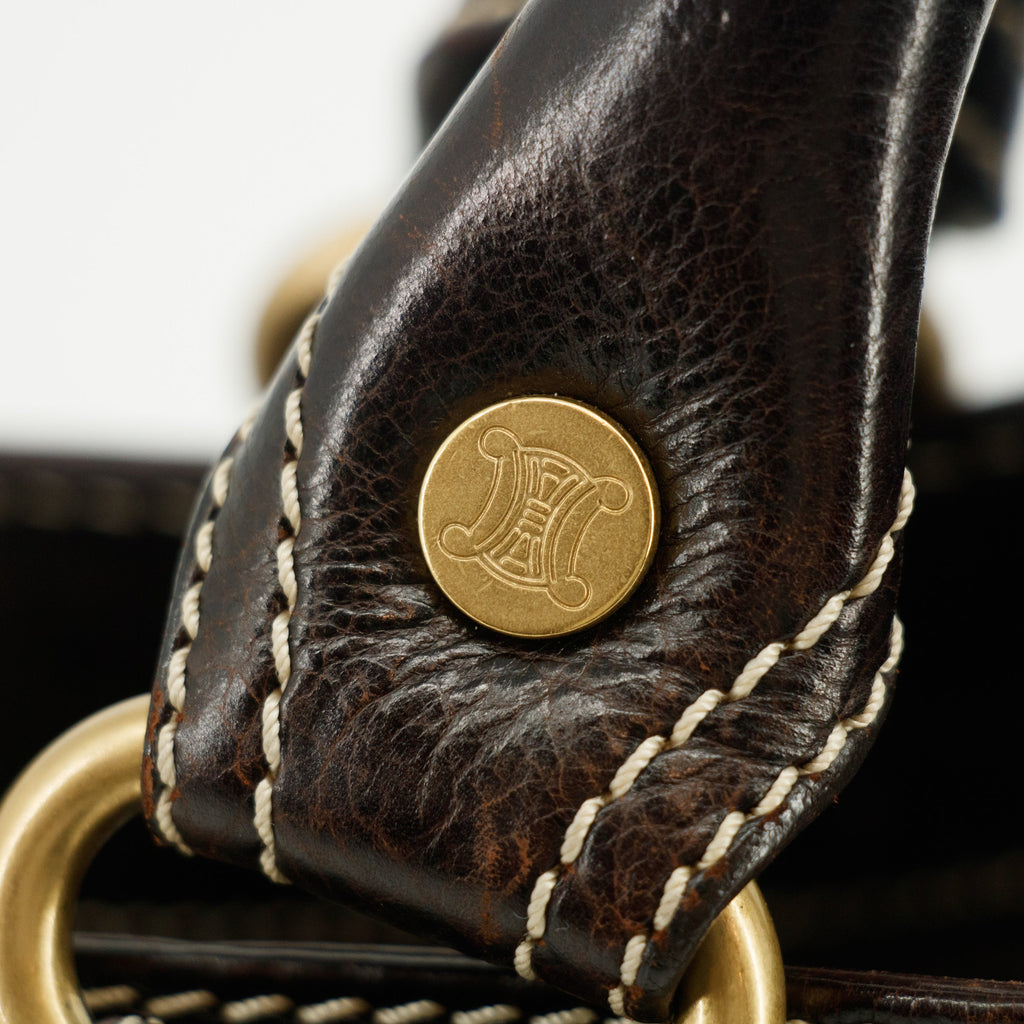 Celine Dark Brown Leather Boogie Tote Bag #3424