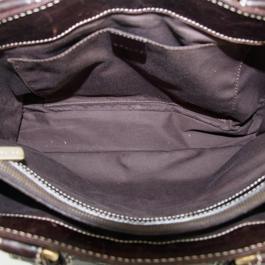 Celine Dark Brown Leather Boogie Tote Bag #3424