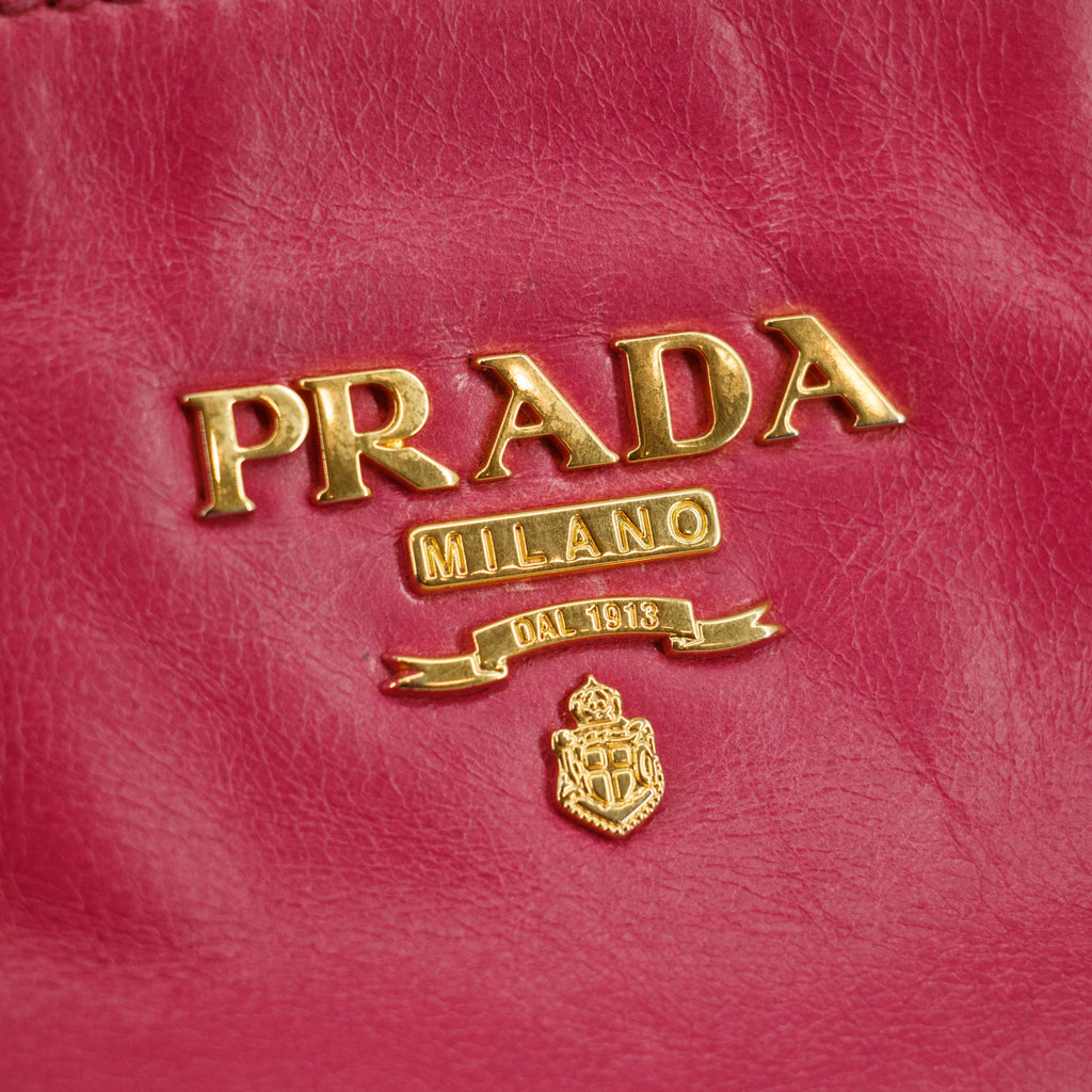 Prada Vitello Shine Pink Leather Bauletto 2Way Shoulder Bag #3543
