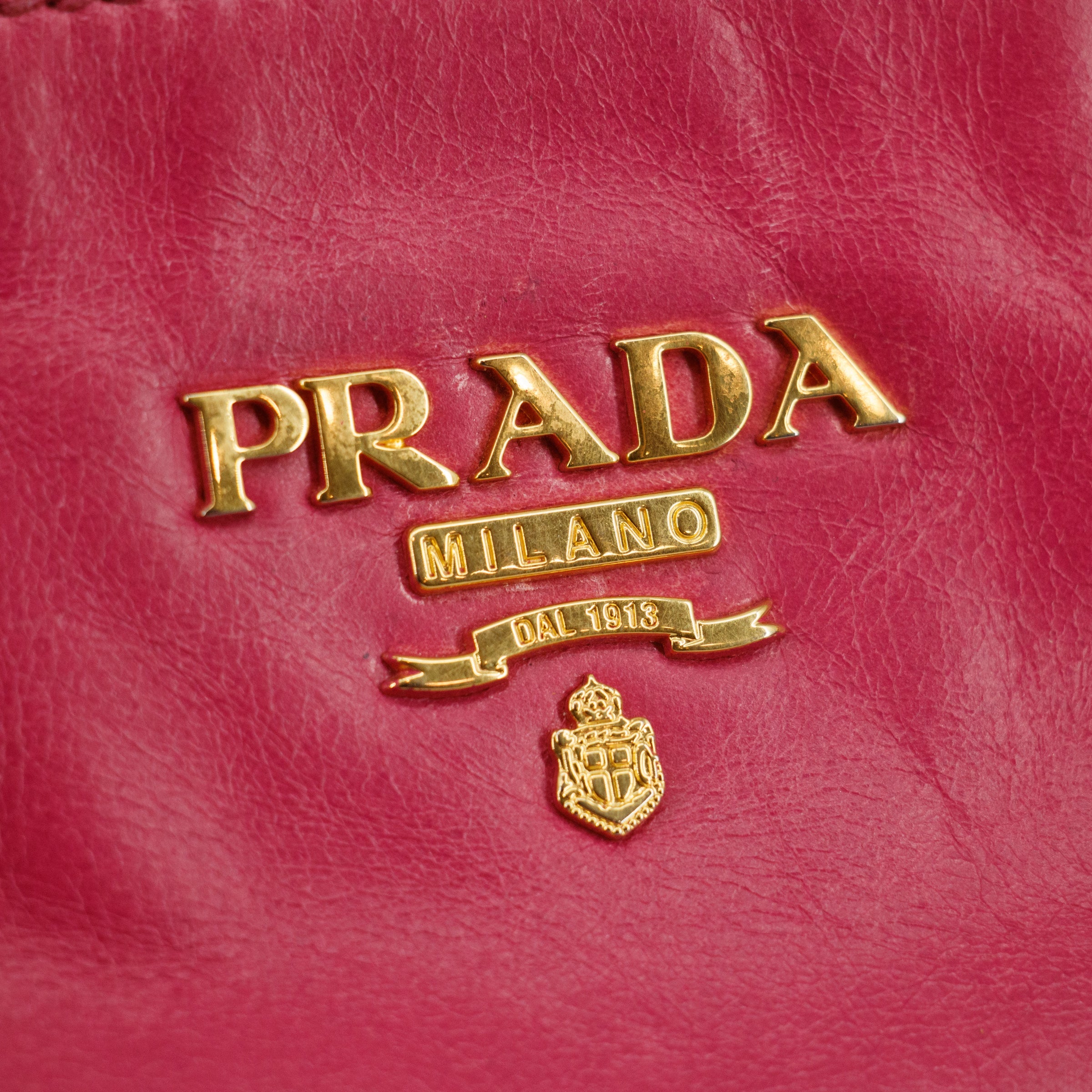 Prada Vitello Shine Pink Leather Bauletto 2Way Shoulder Bag #3543