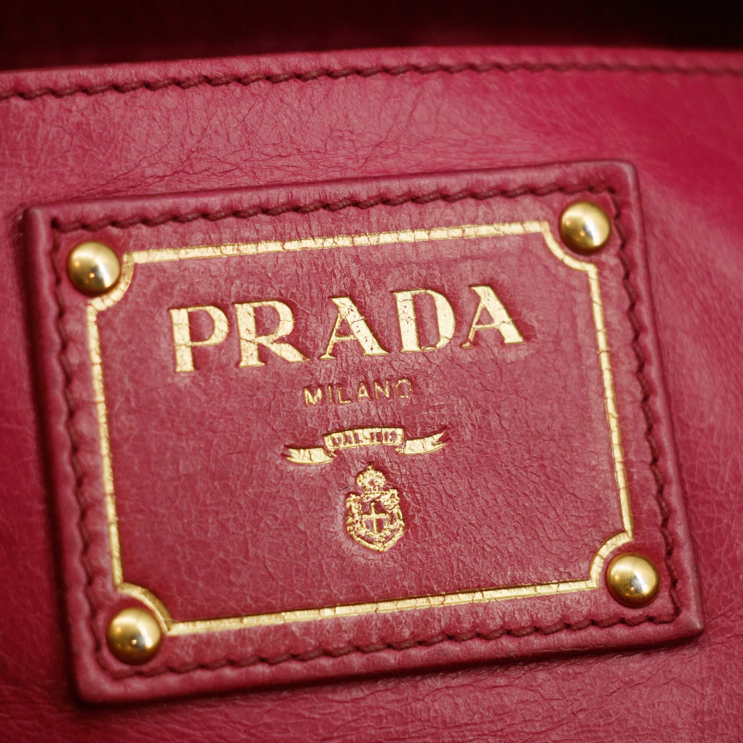 Prada Vitello Shine Pink Leather Bauletto 2Way Shoulder Bag #3543