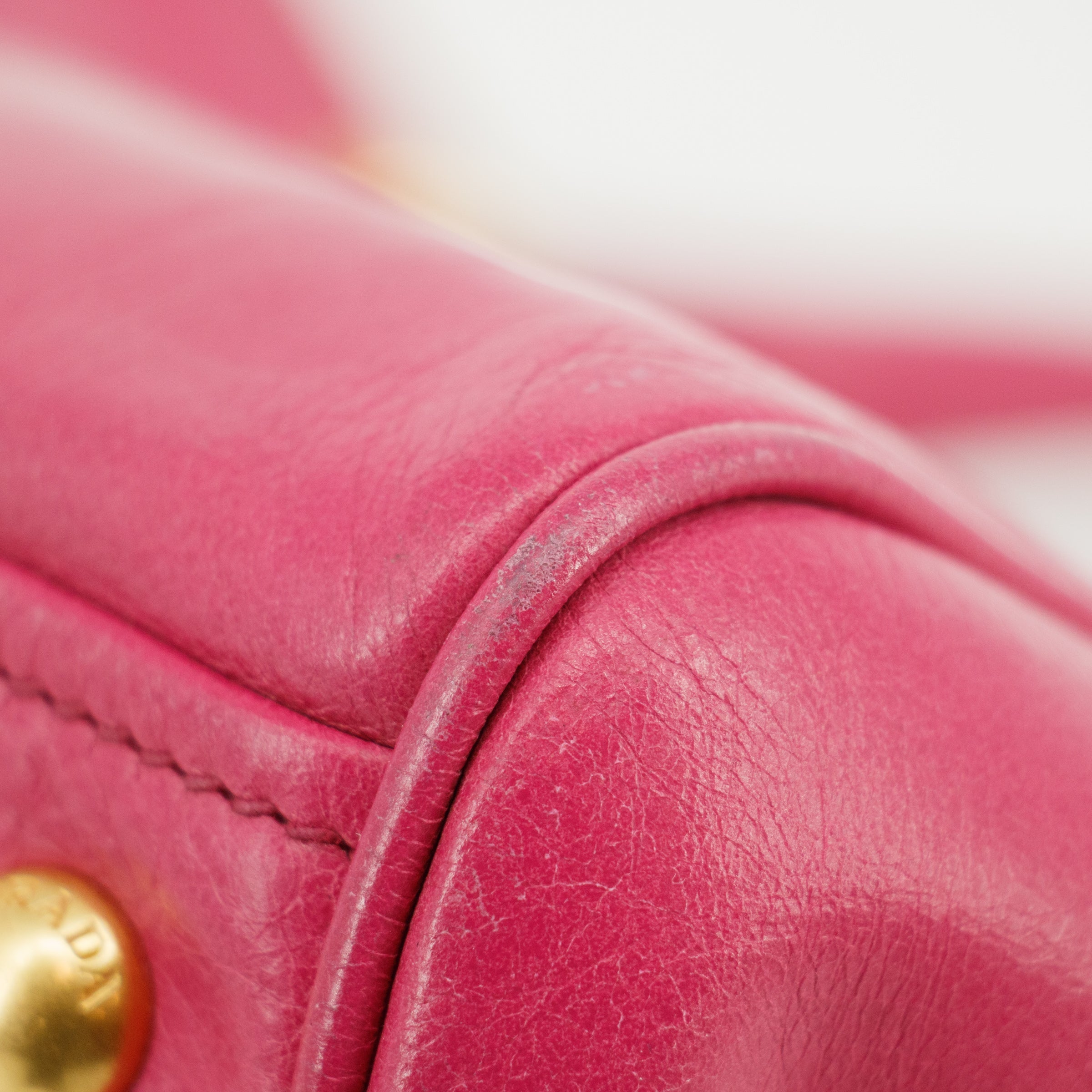 Prada Vitello Shine Pink Leather Bauletto 2Way Shoulder Bag #3543