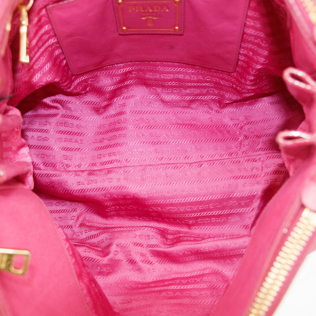 Prada Vitello Shine Pink Leather Bauletto 2Way Shoulder Bag #3543