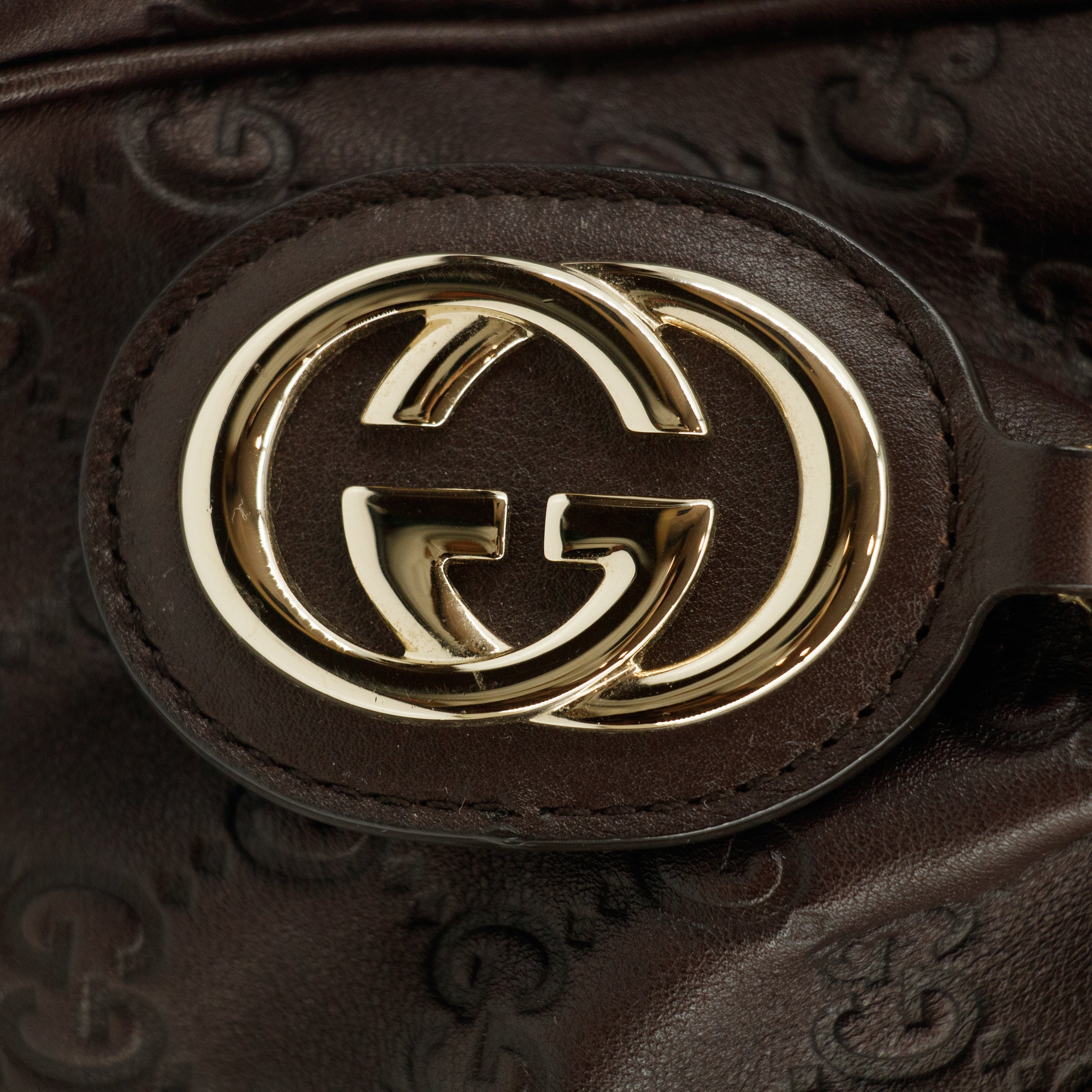 Gucci GG Guccisima Brown Interlocking GG Sukey Handbag #3558