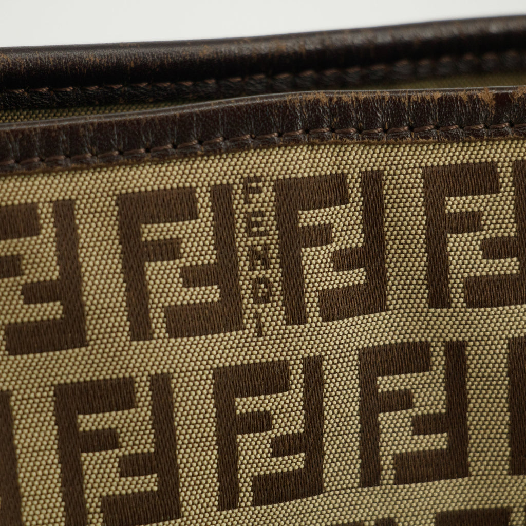 Fendi FF Zucchino Patter Beige Shoulder Bag  #3579