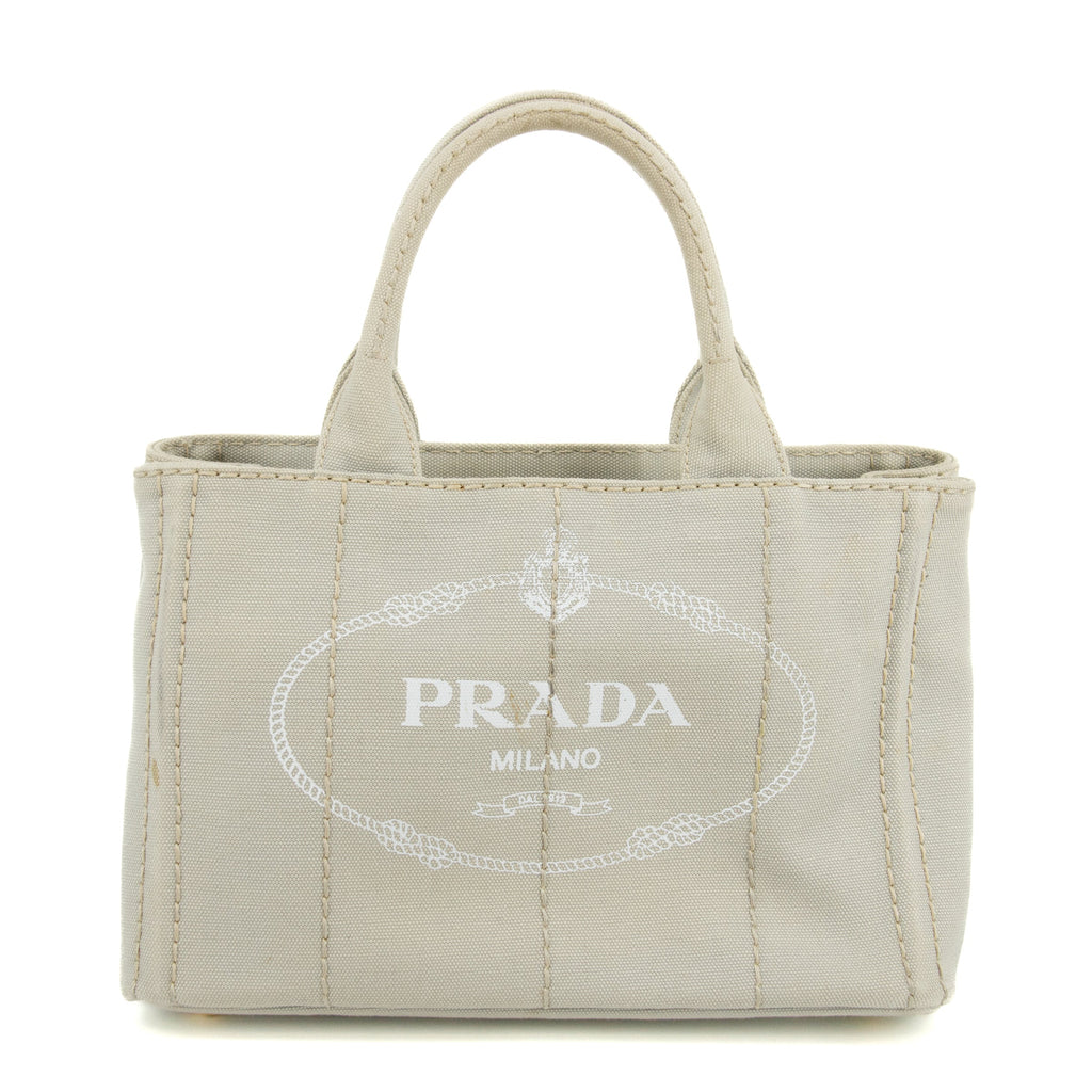 Prada Grey Canvas Canapa Logo 2Way Tote Bag Small #3595