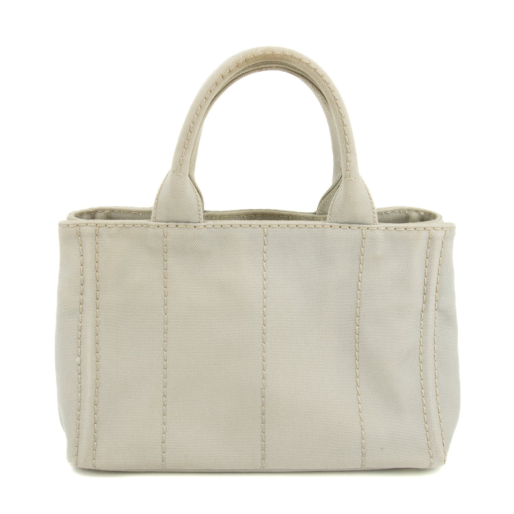 Prada Grey Canvas Canapa Logo 2Way Tote Bag Small #3595