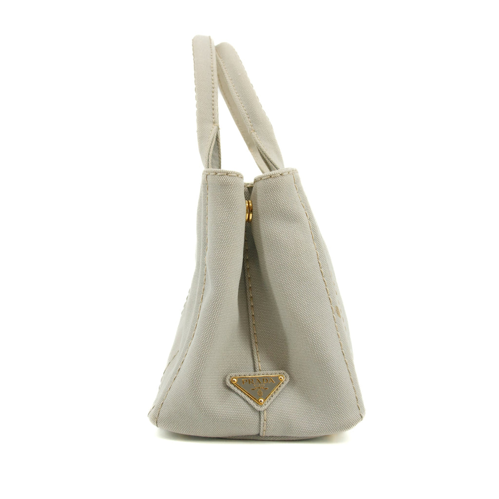 Prada Grey Canvas Canapa Logo 2Way Tote Bag Small #3595