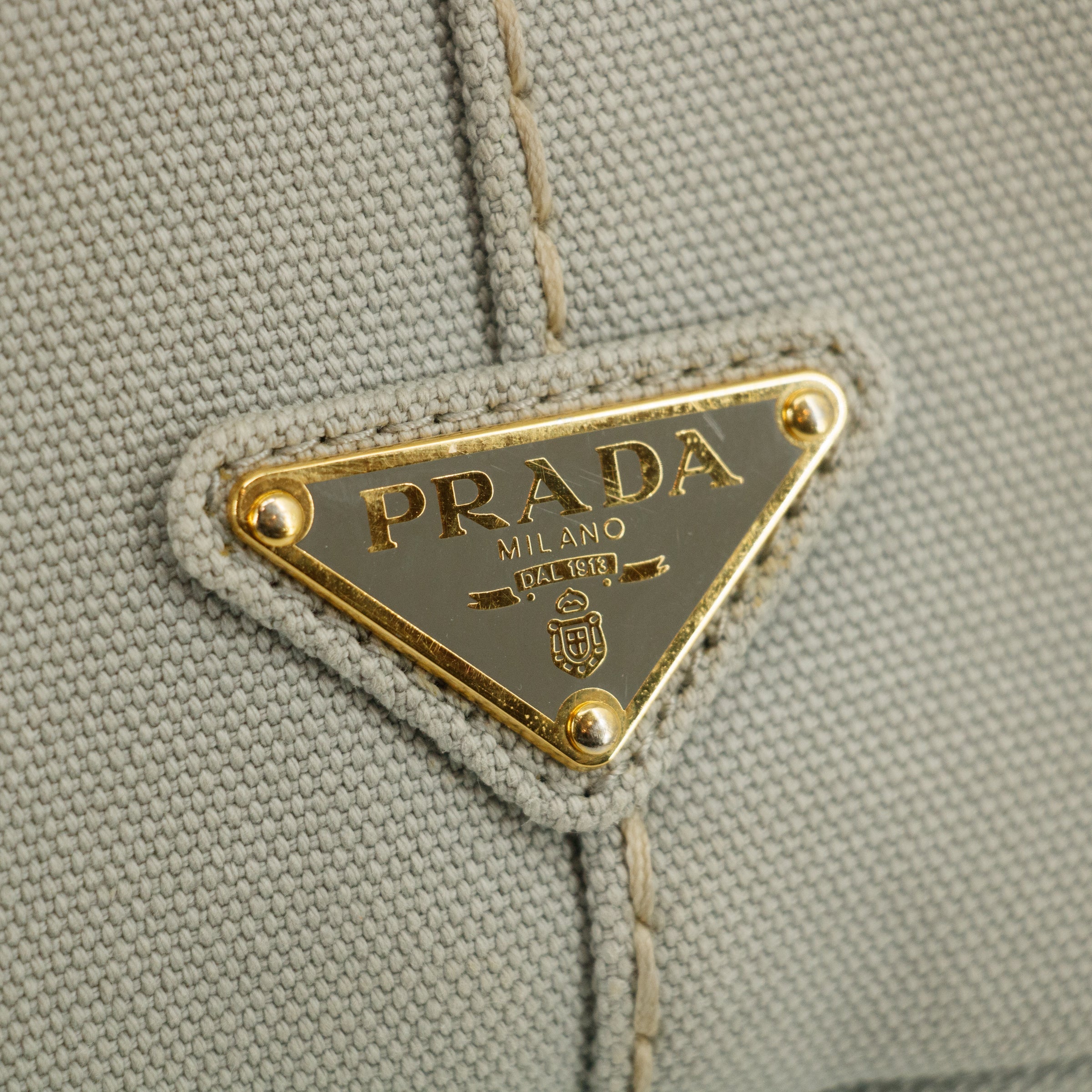 Prada Grey Canvas Canapa Logo 2Way Tote Bag Small #3595