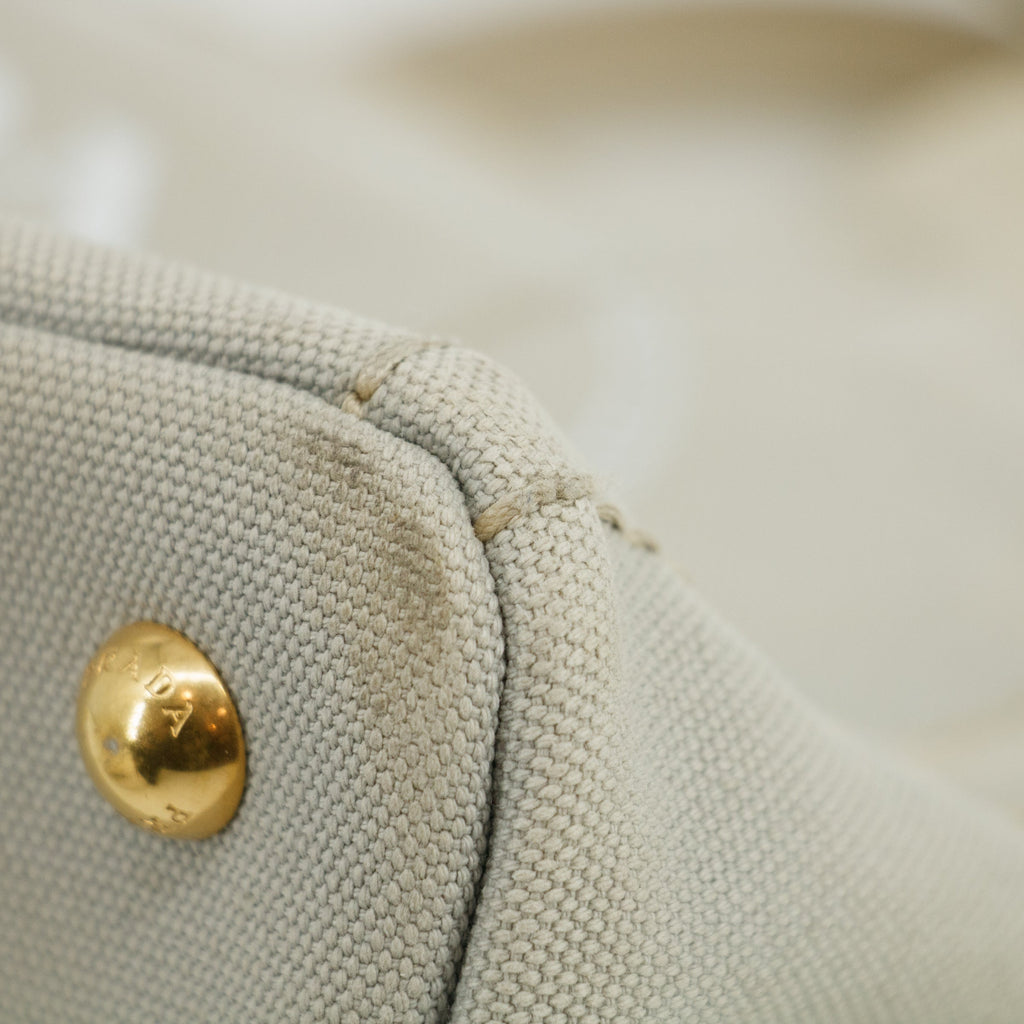 Prada Grey Canvas Canapa Logo 2Way Tote Bag Small #3595