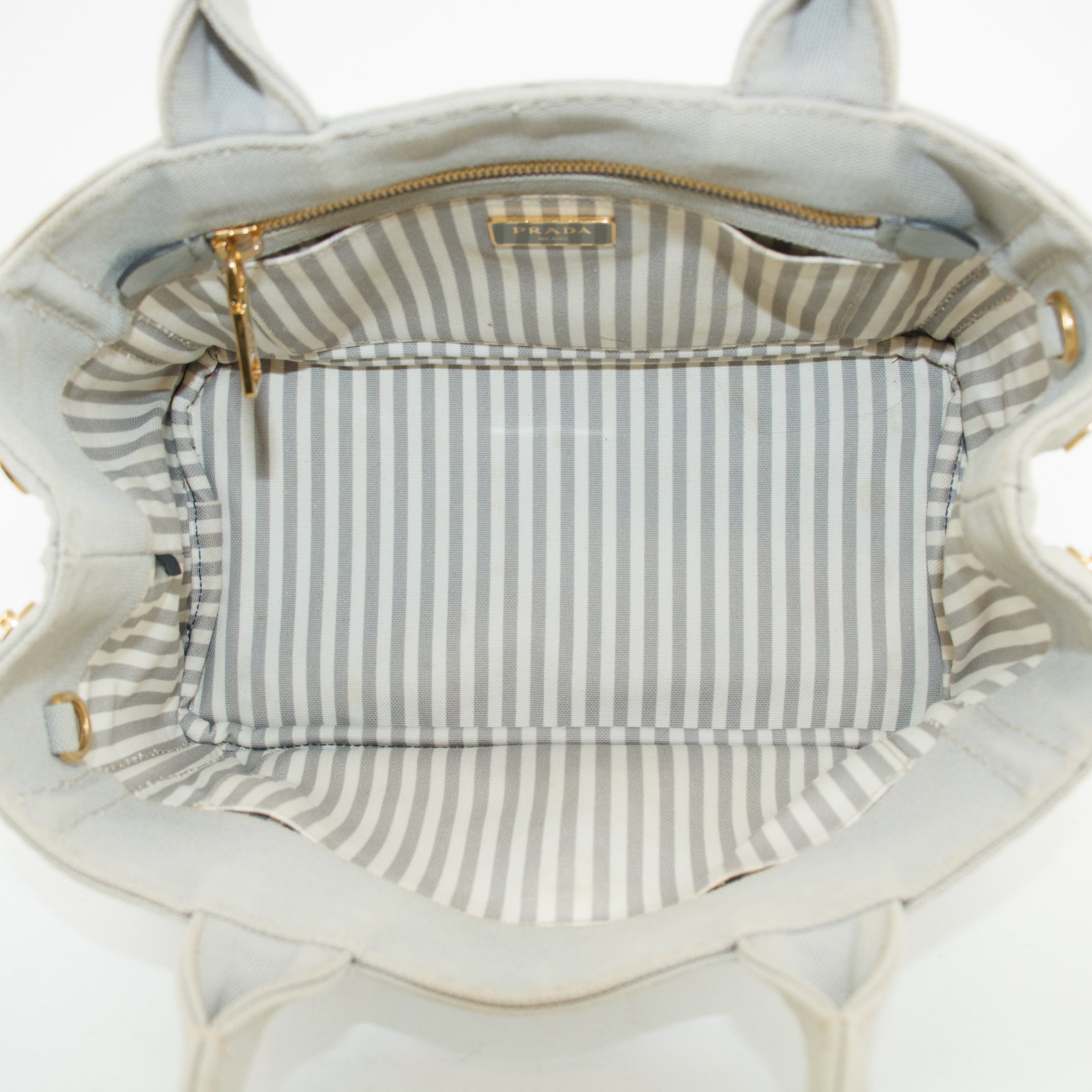 Prada Grey Canvas Canapa Logo 2Way Tote Bag Small #3595