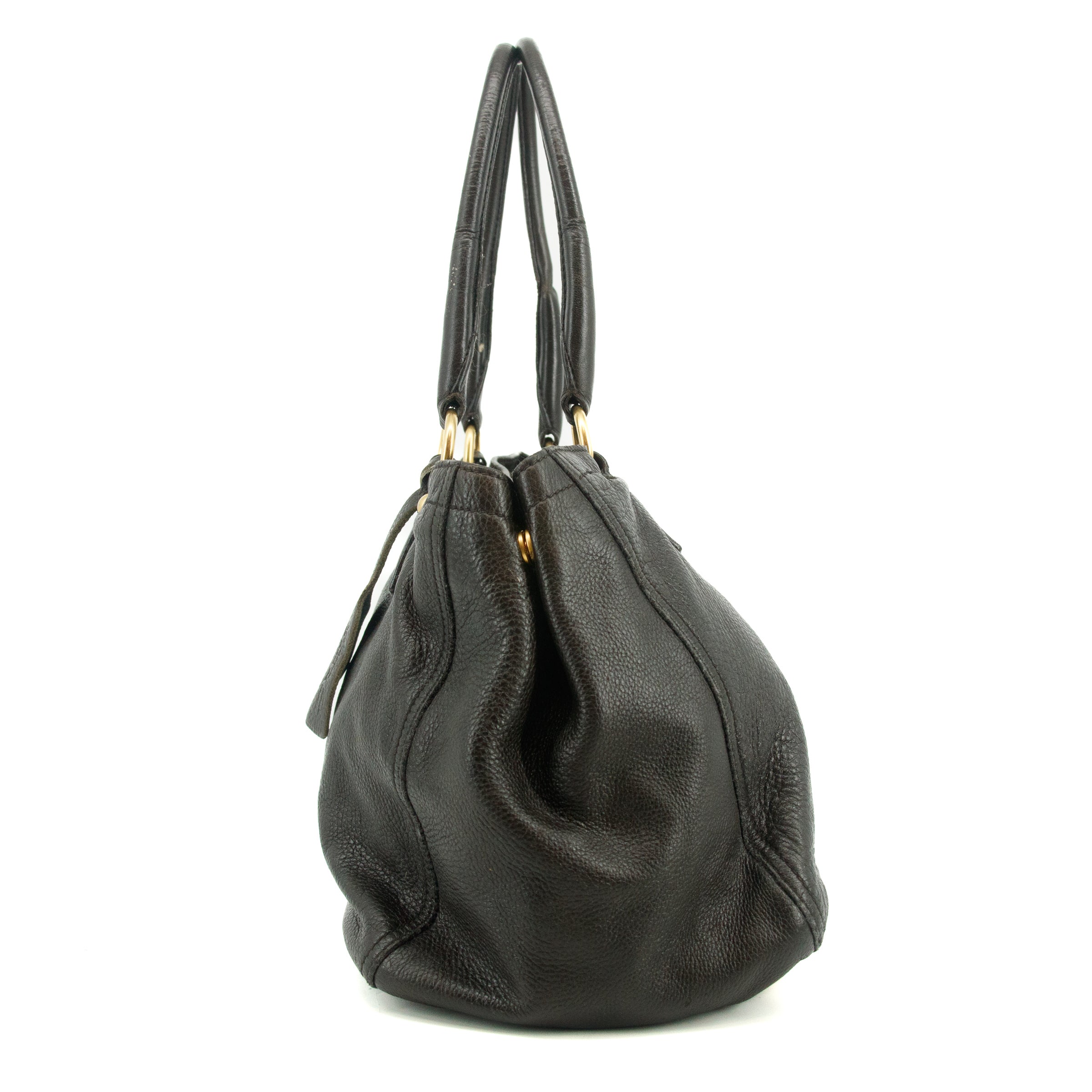 Prada Vitello Daino Black Leather 2Way Shoulder Bag #3598