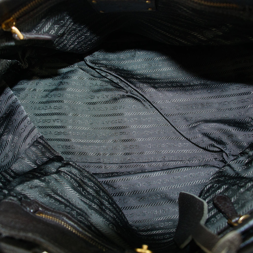 Prada Vitello Daino Black Leather 2Way Shoulder Bag #3598