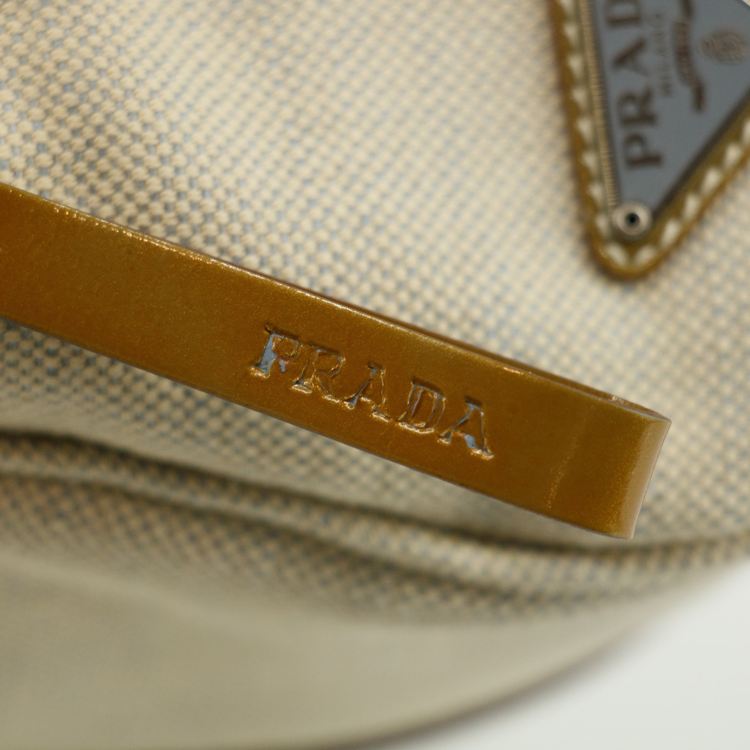 Prada Ivory Canvas x Leather Mini Boston Bag #3645