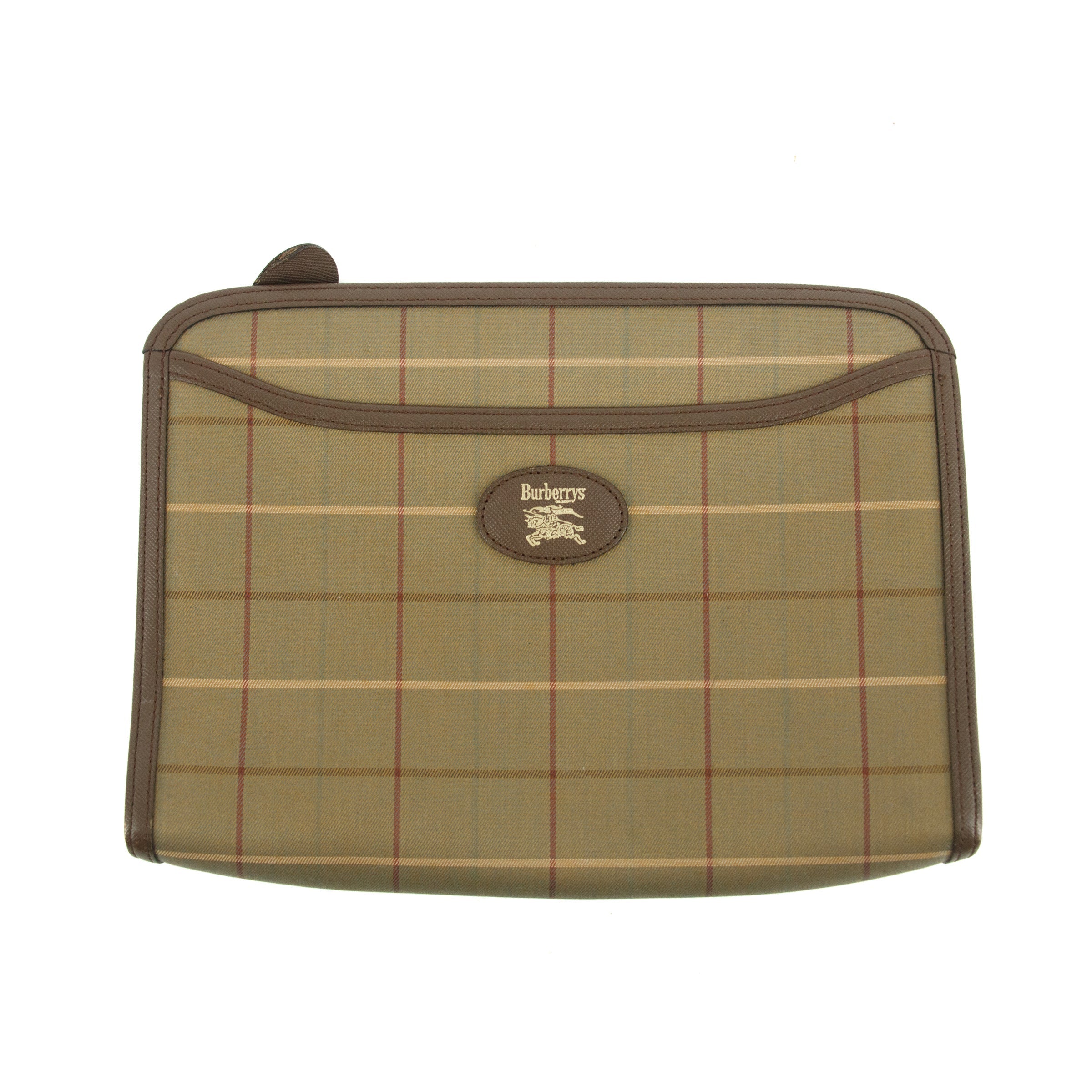 Burberry Nova Check Canvas Clutch Bag Green #3650