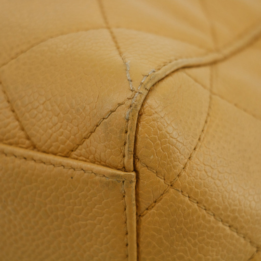 Chanel Beige Caviar Skin CC Quilted Matelasse Shoulder Bag #3761