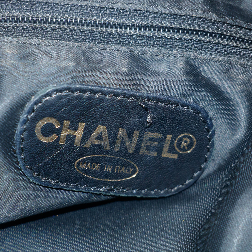 Chanel Black Caviar Skin Logo LAX Embroidered Shoulder Bag #3771