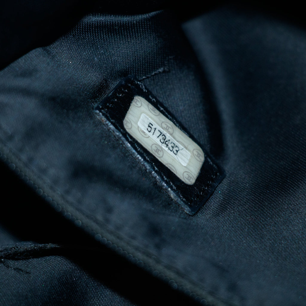 Chanel Black Caviar Skin Logo LAX Embroidered Shoulder Bag #3771