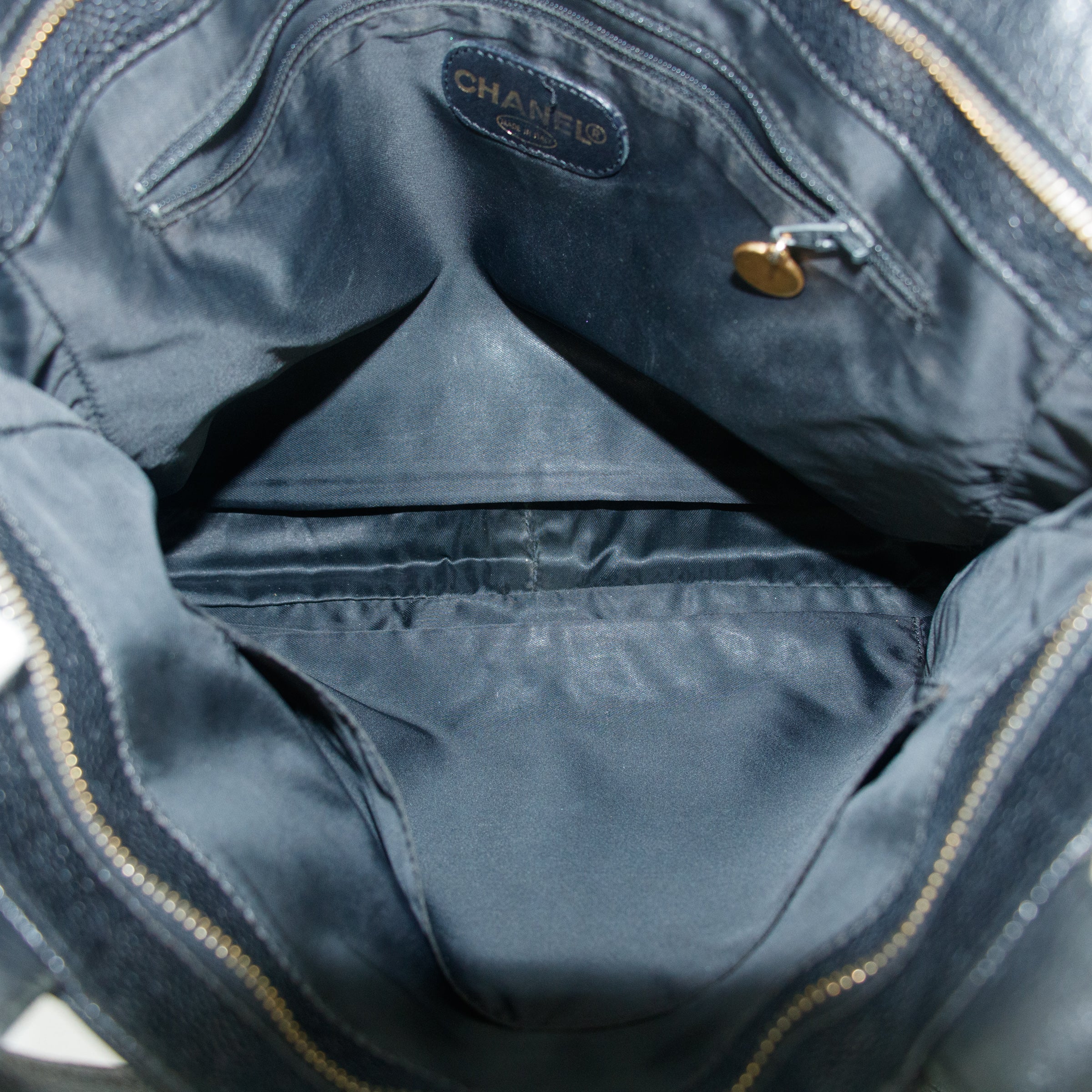 Chanel Black Caviar Skin Logo LAX Embroidered Shoulder Bag #3771